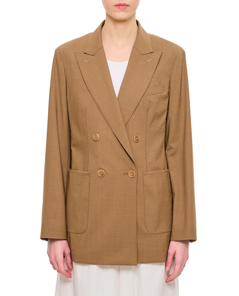 Deconstructed Double-Breasted Blazer With Peaked Lapel