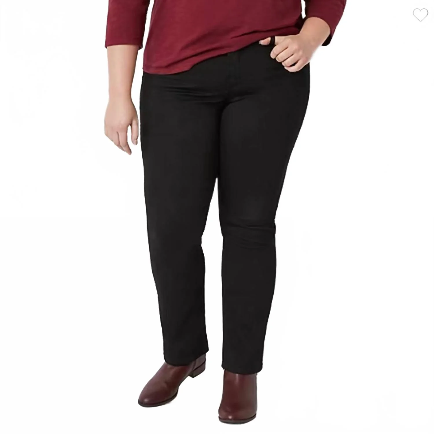 Secretly Slender Mid Rise Straight Leg Jeans - Plus In Black