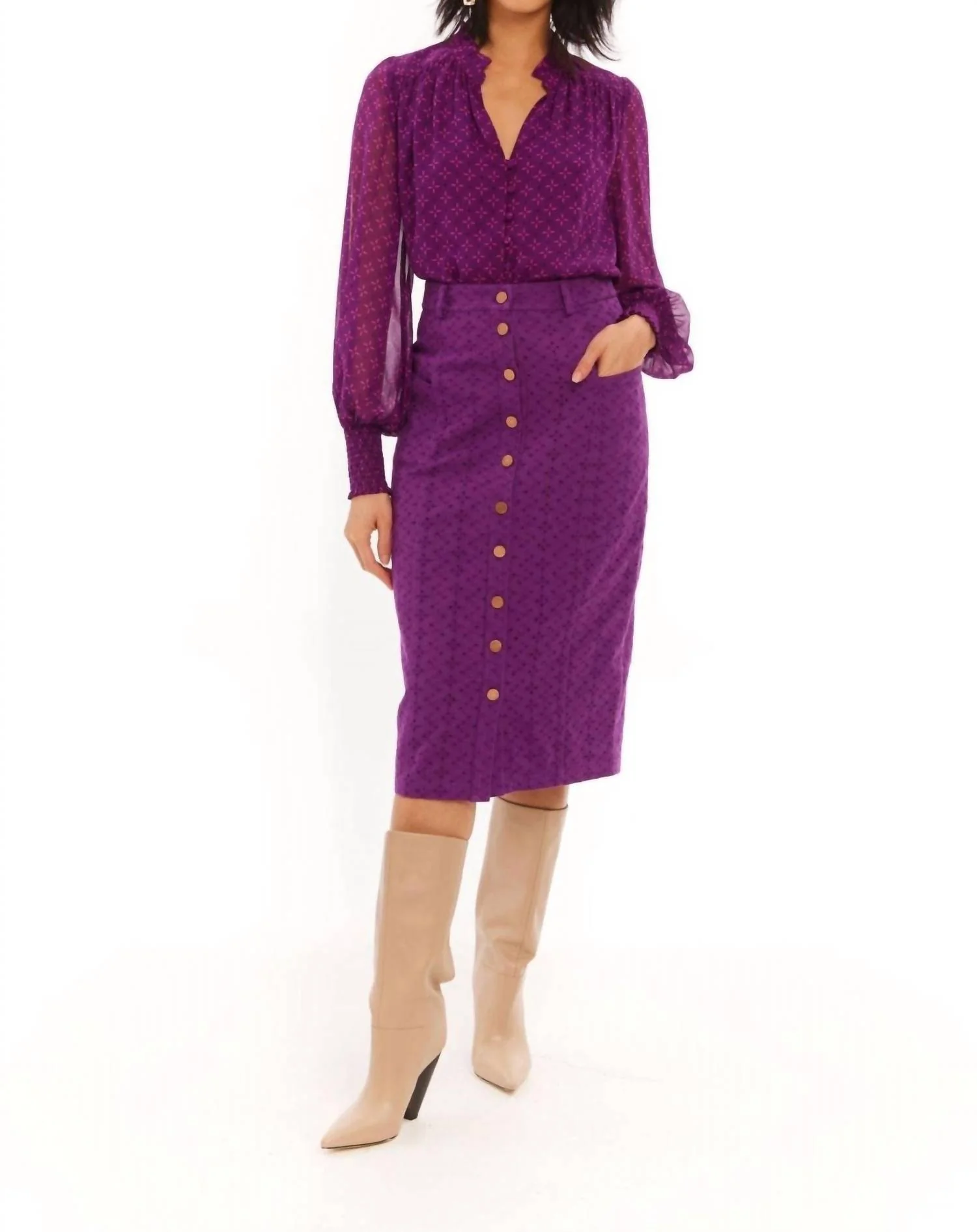 Amal Midi Skirt In Eggplant