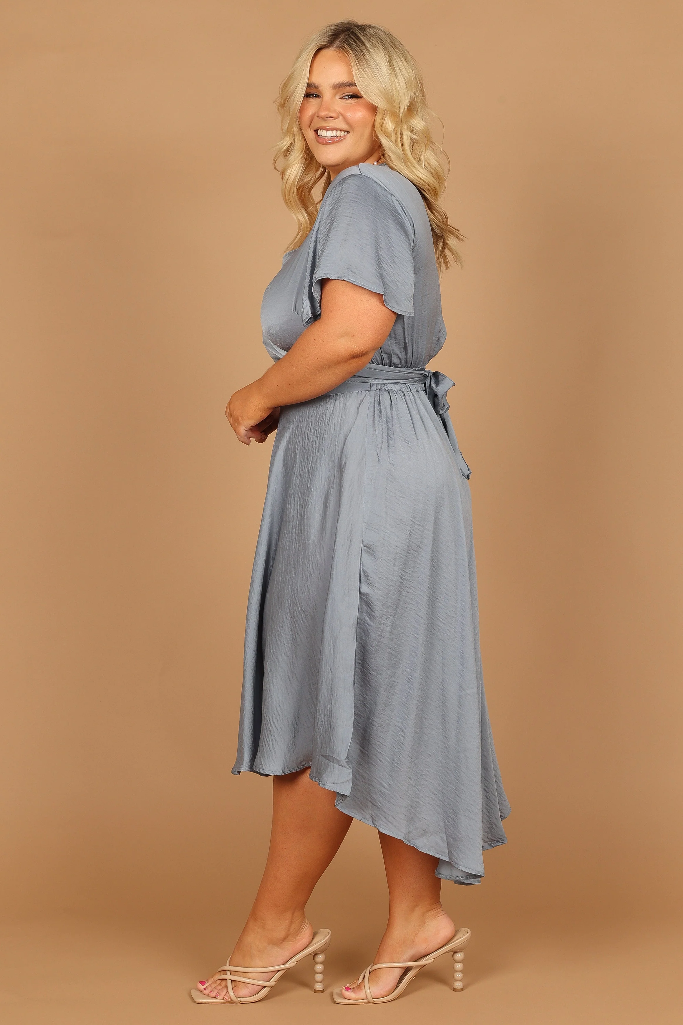 Amanda Hi Lo Tie Front Dress - Blue