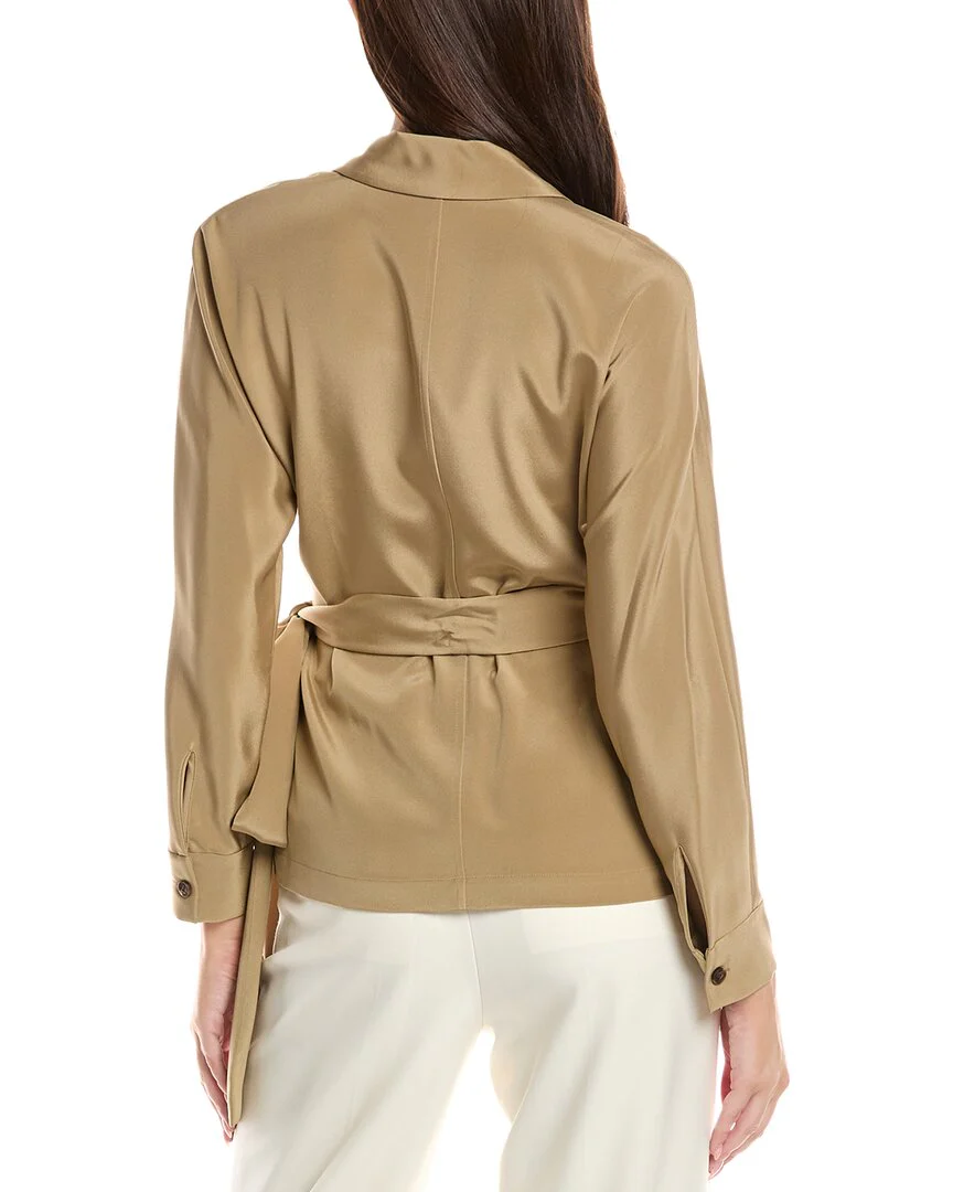 Lafayette 148 New York Dolman Wrap Silk-Blend Shirt Jacket