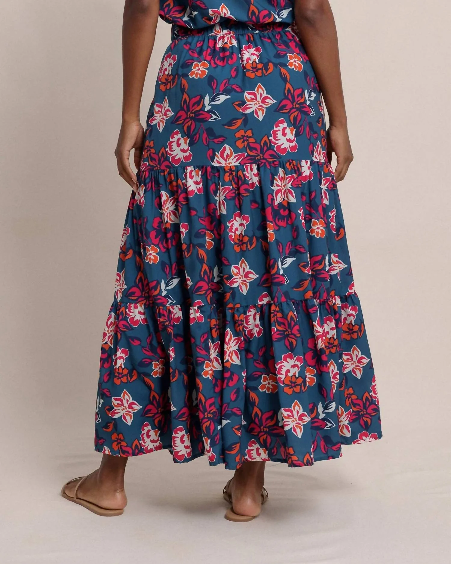 Taytum Aster Bouquet Maxi Skirt Teal Haze