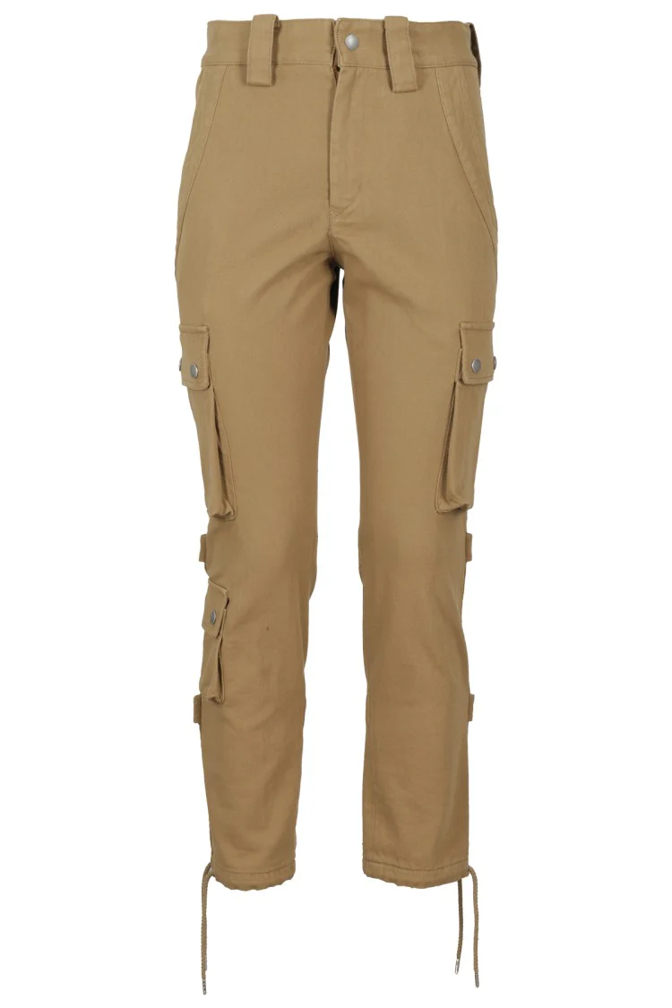 Elodie Bronze Cotton Trousers With Utility-Inspired Design