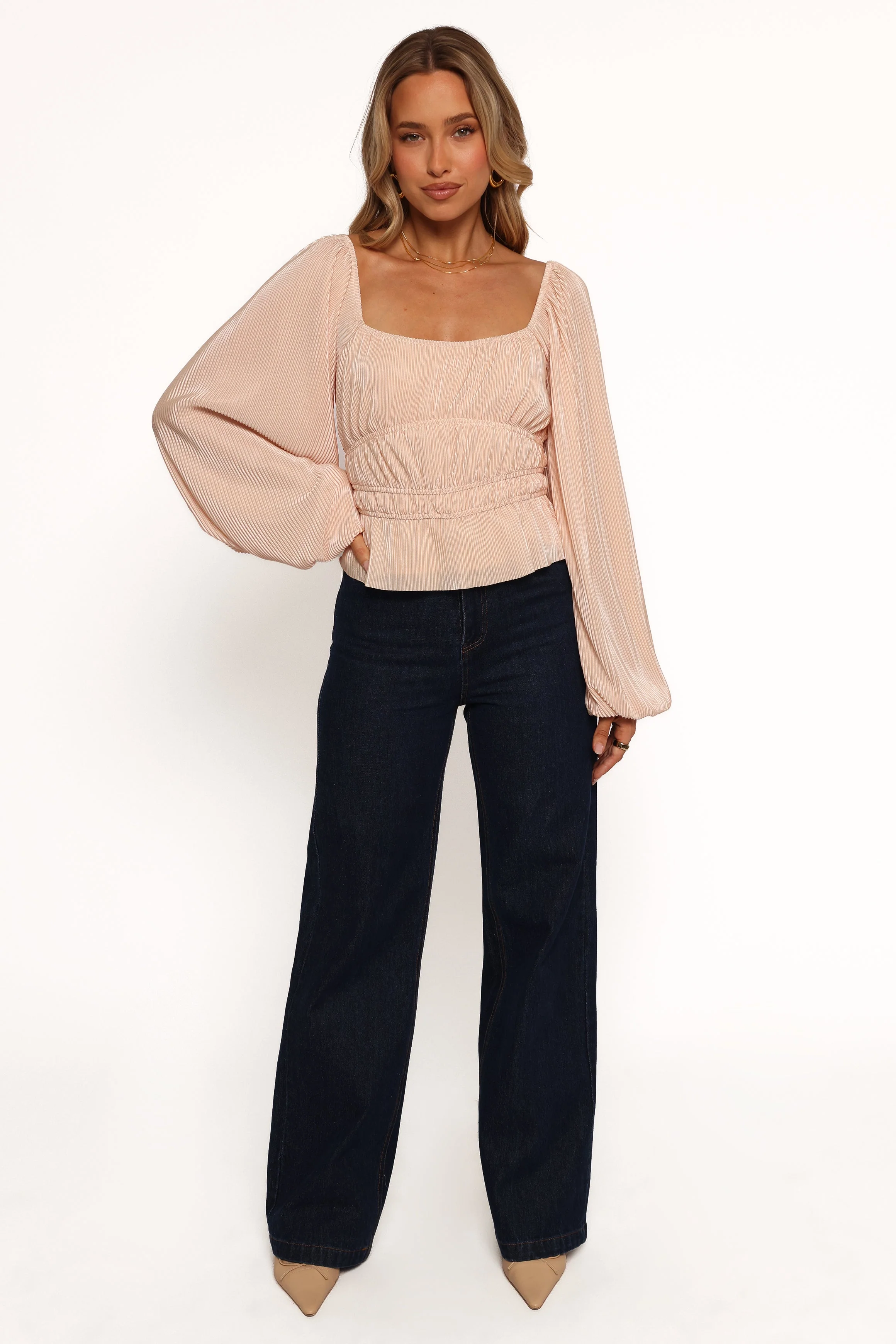 Ceppia Plisse Top - Light Peach