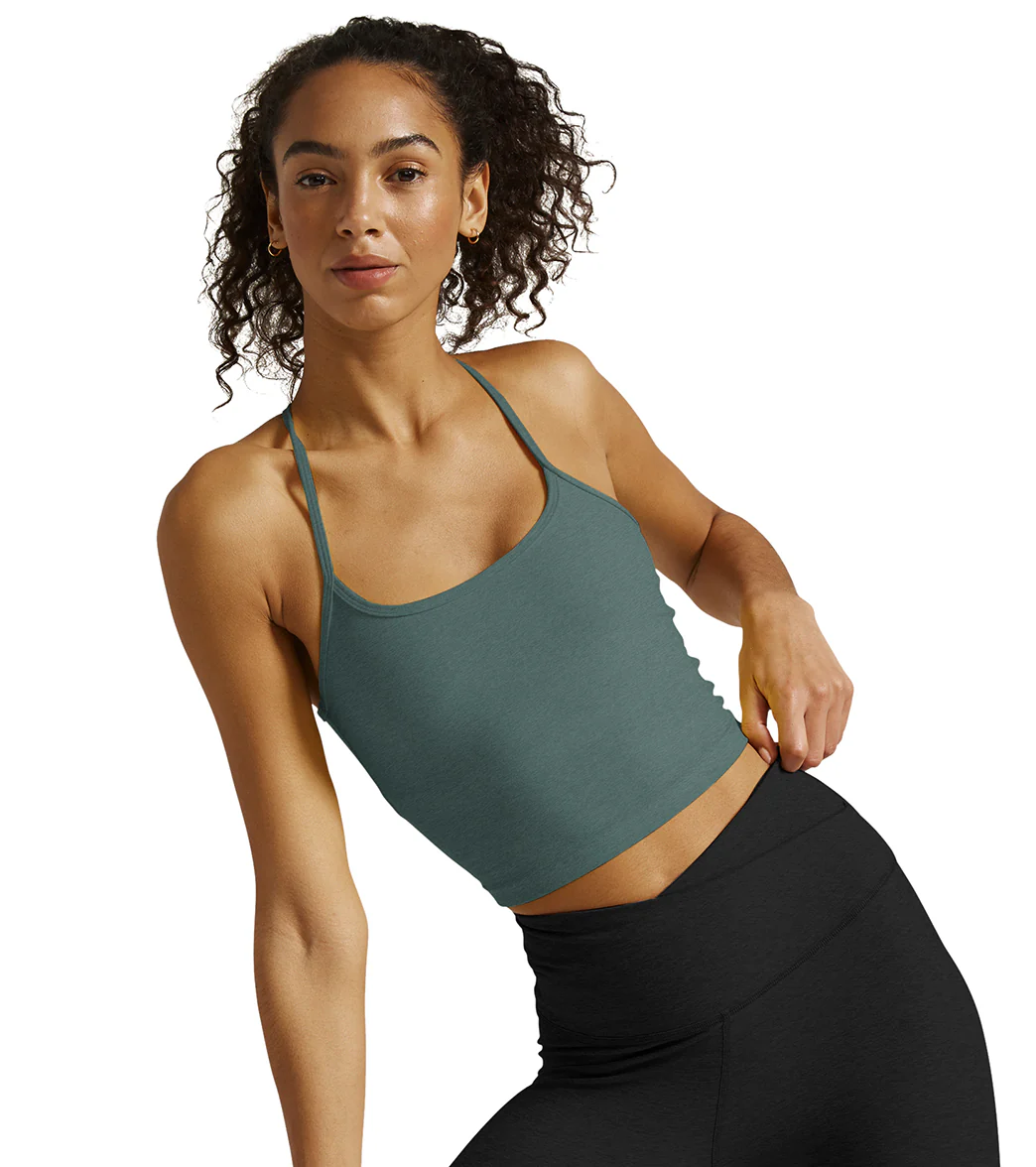 Beyond Yoga Spacedye Slim Racerback Cropped Tank Storm Heather
