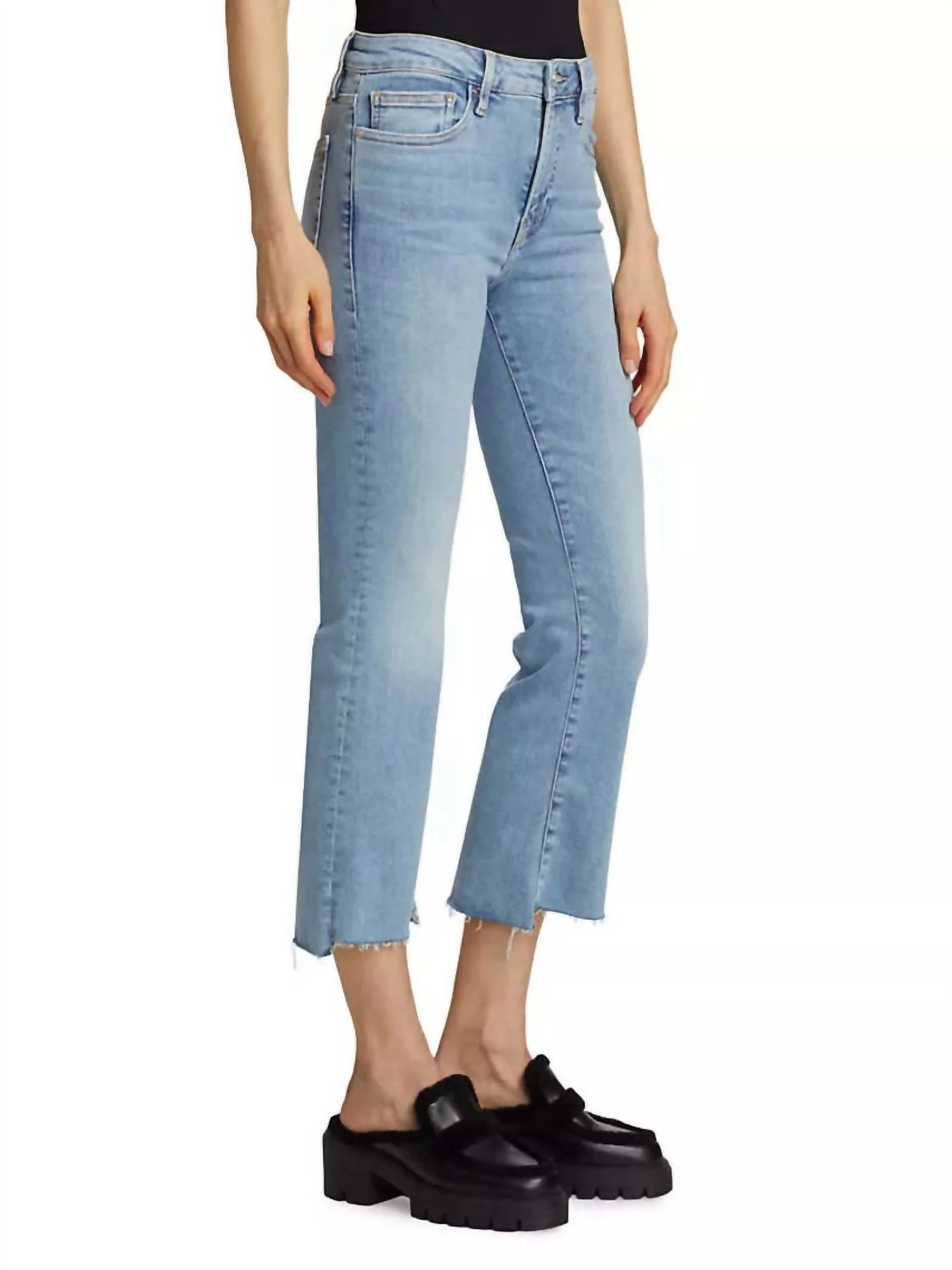 Le Crop Mini Boot Step Fray Jeans In Colorado