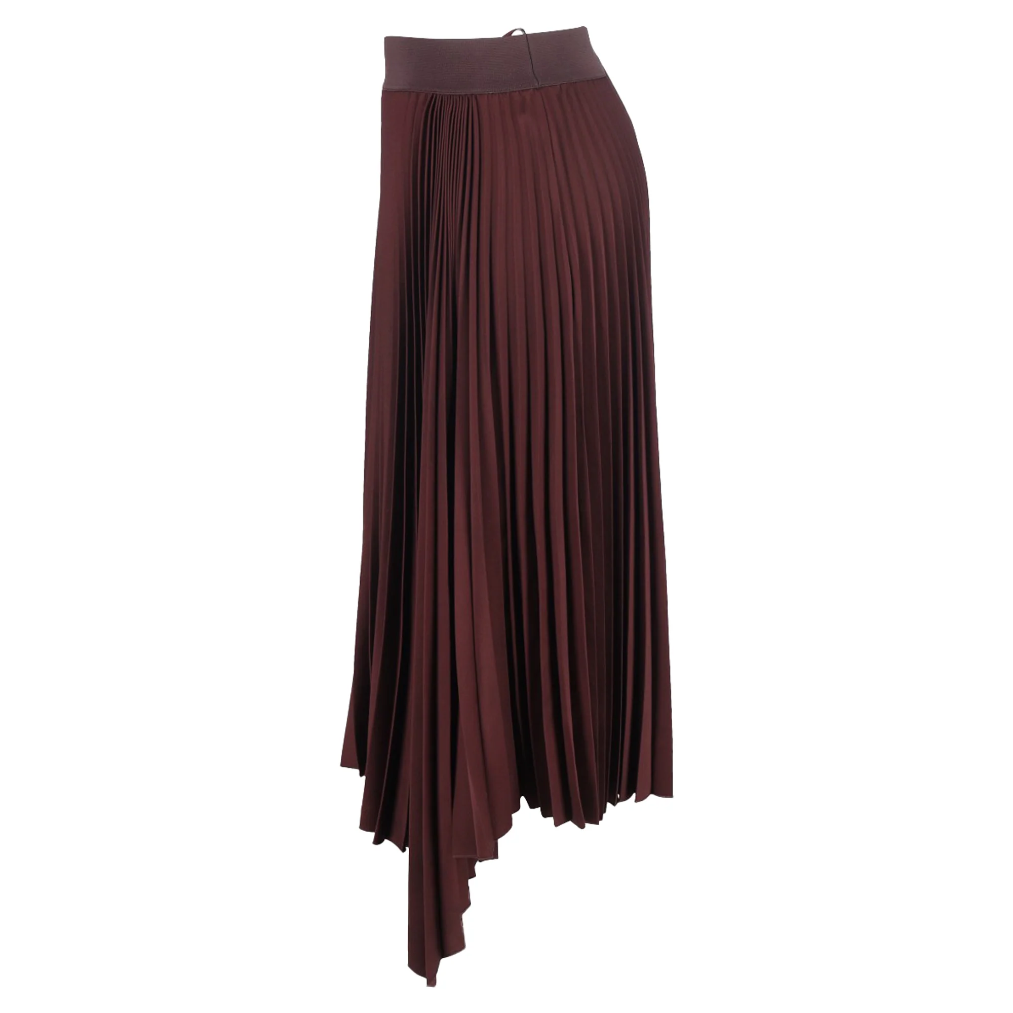 Joseph Pleated Midi Asymmetric Skirt in Brown Polyester