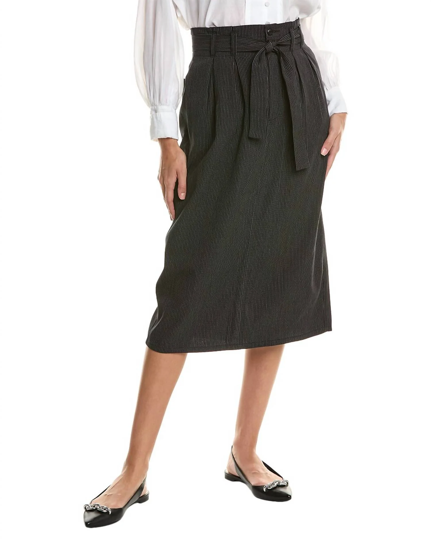 Trouser Pencil Skirt In Narrow Smokey Stripe