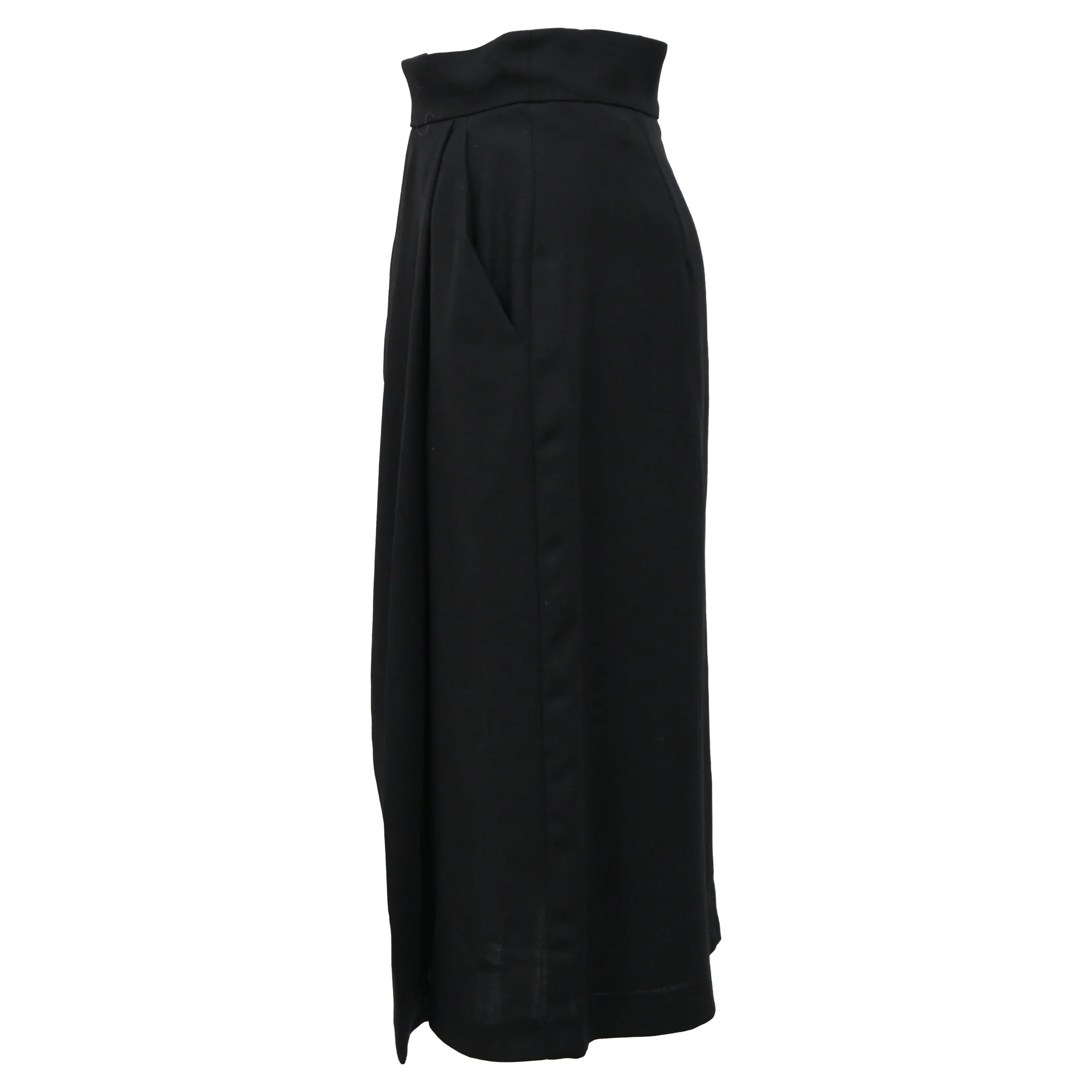 Max Mara Draped Midi Skirt in Black Wool