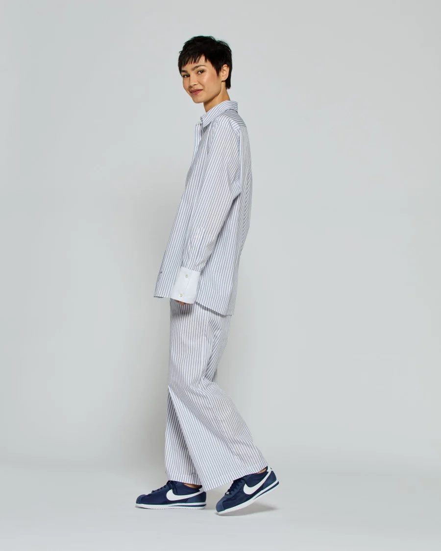 Striped Cropped Jogger - Navy/White