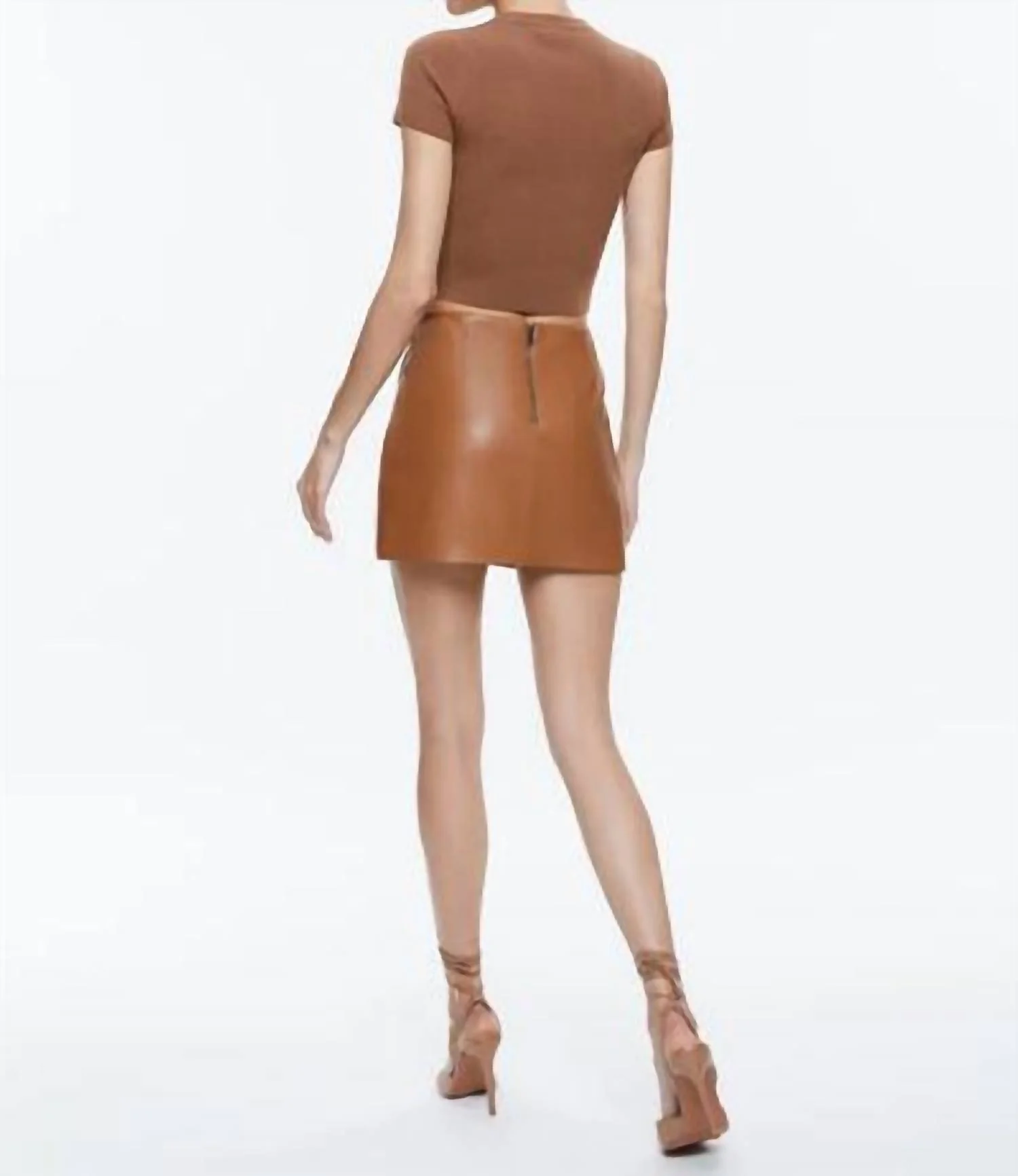 Siobhan Vegan Wrap Mini Skirt In Camel