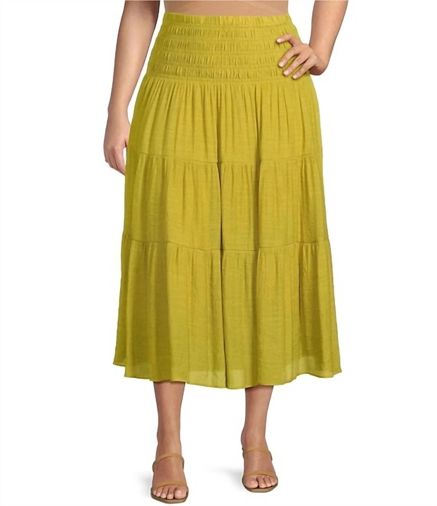 Tropez Smocked Skirt In Chartreuse