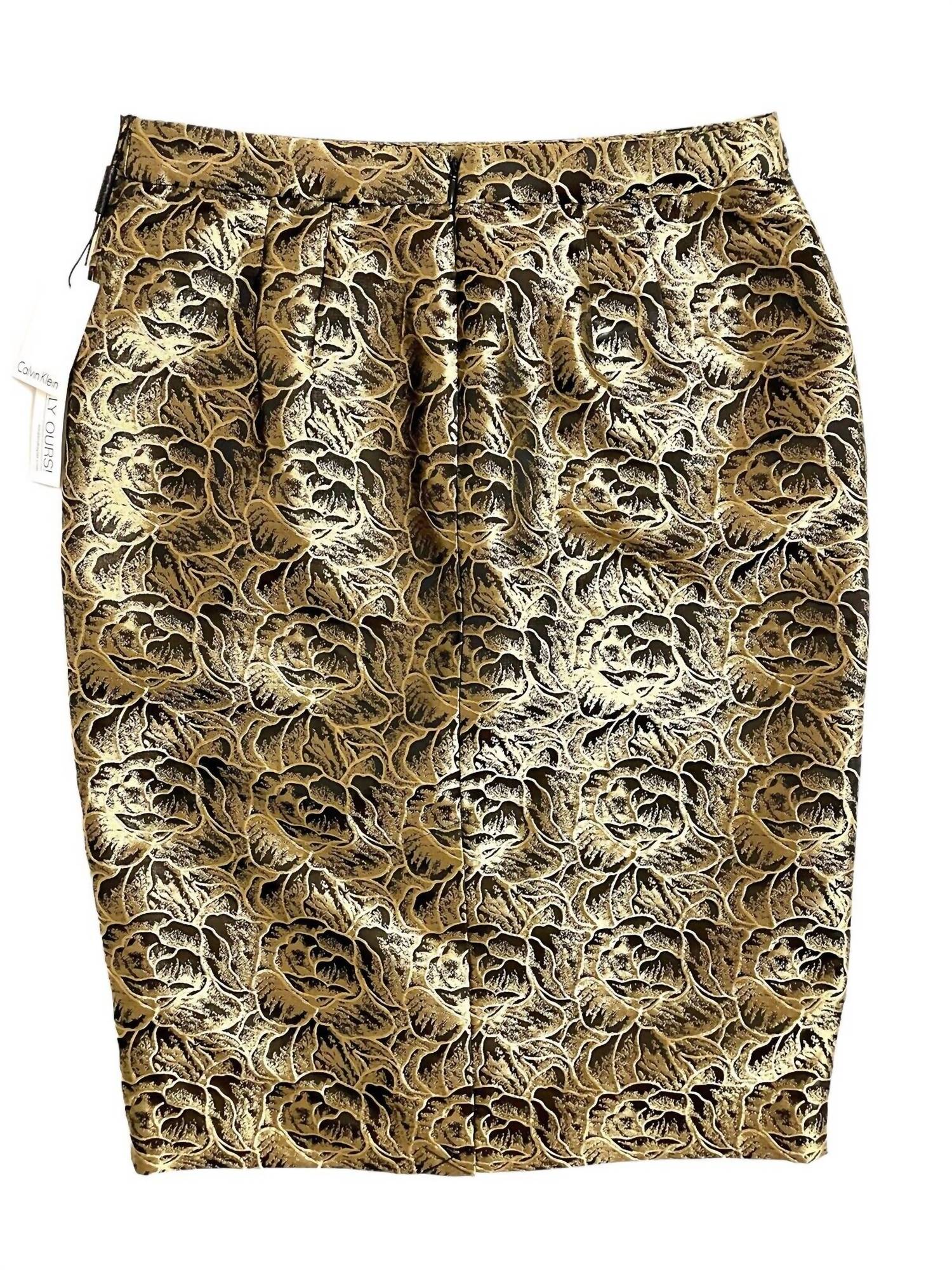 Women's Floral Jacquard Pencil Skirt In Gold