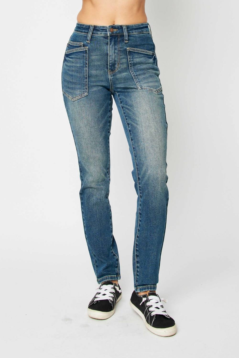 High Waist Classic Relaxed Denim Jeans In Blue