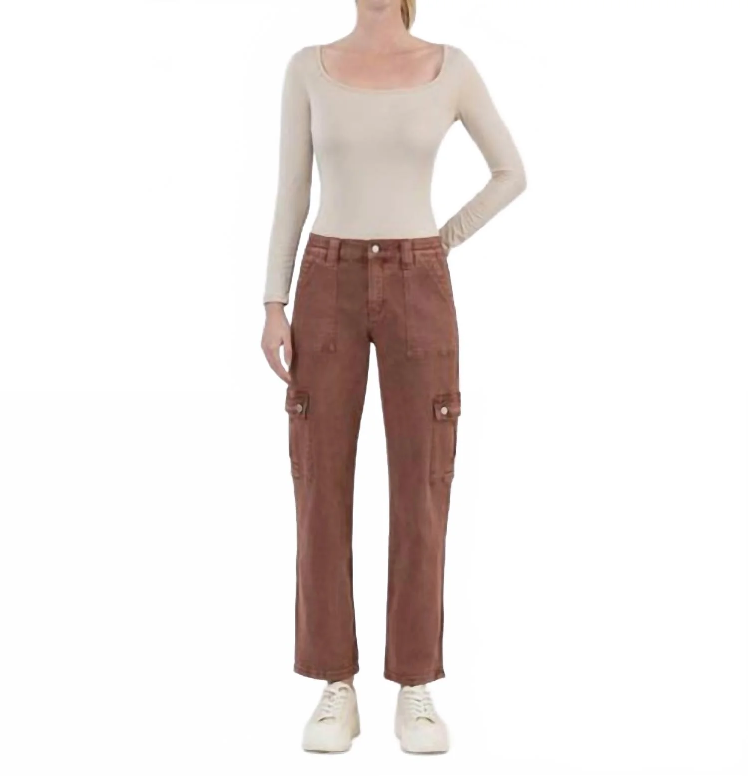 High Rise Ankle Straight Jeans In Red Brick