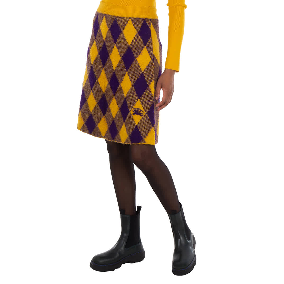 Burberry Argyle Check-Pattern Knitted Skirt