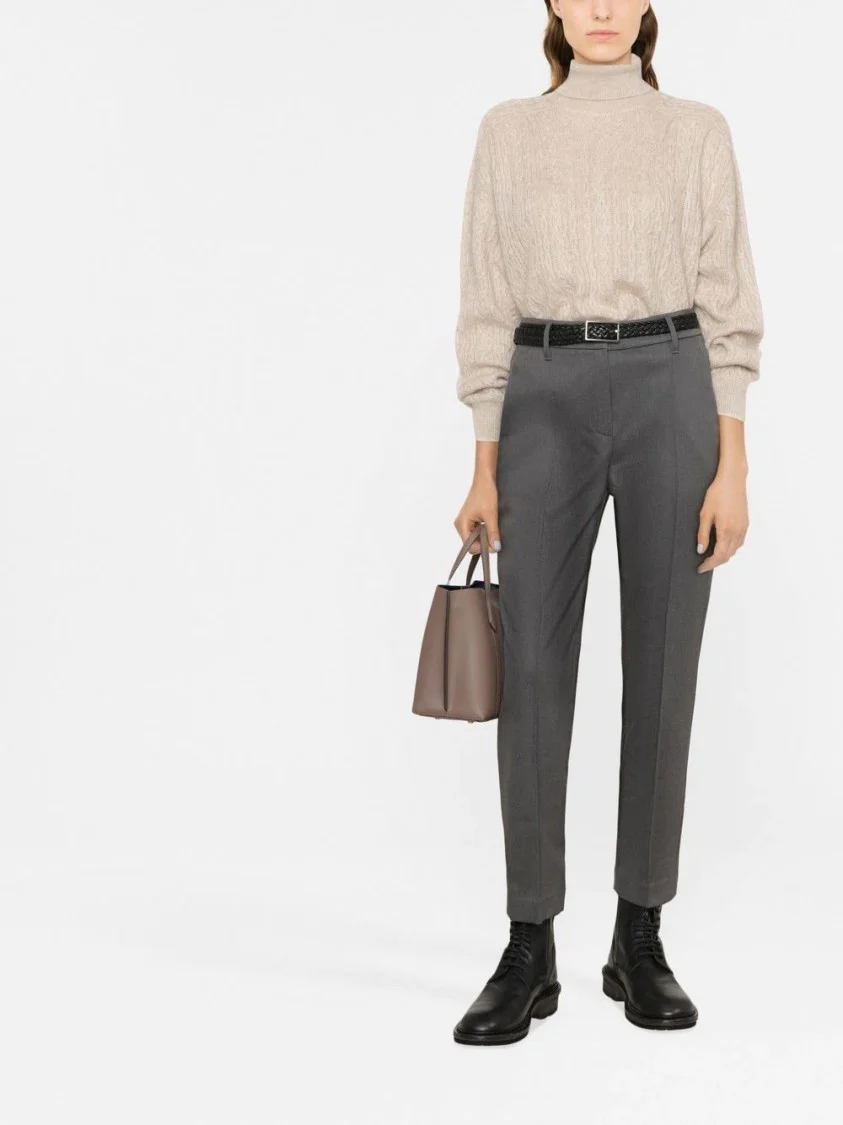 Tailored Dark Gray Trousers With High Waist Design