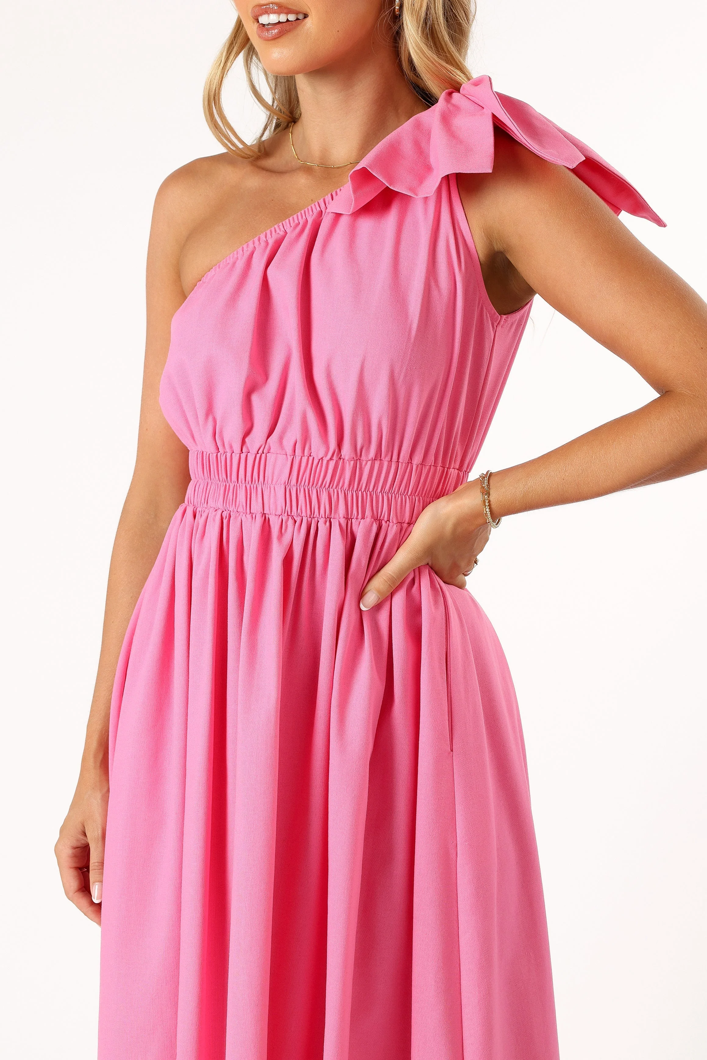Kailey One Shoulder Maxi Dress - Hot Pink