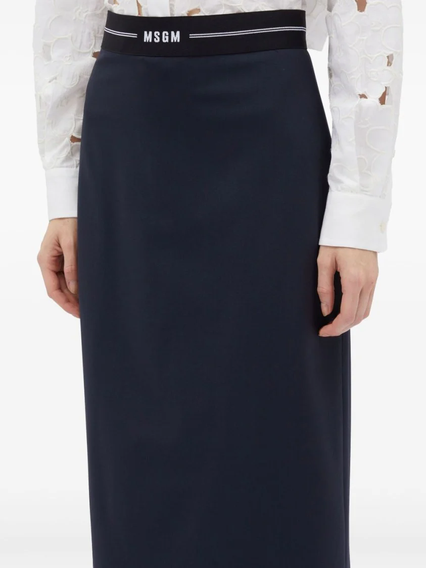 Navy Blue Wool Skirt