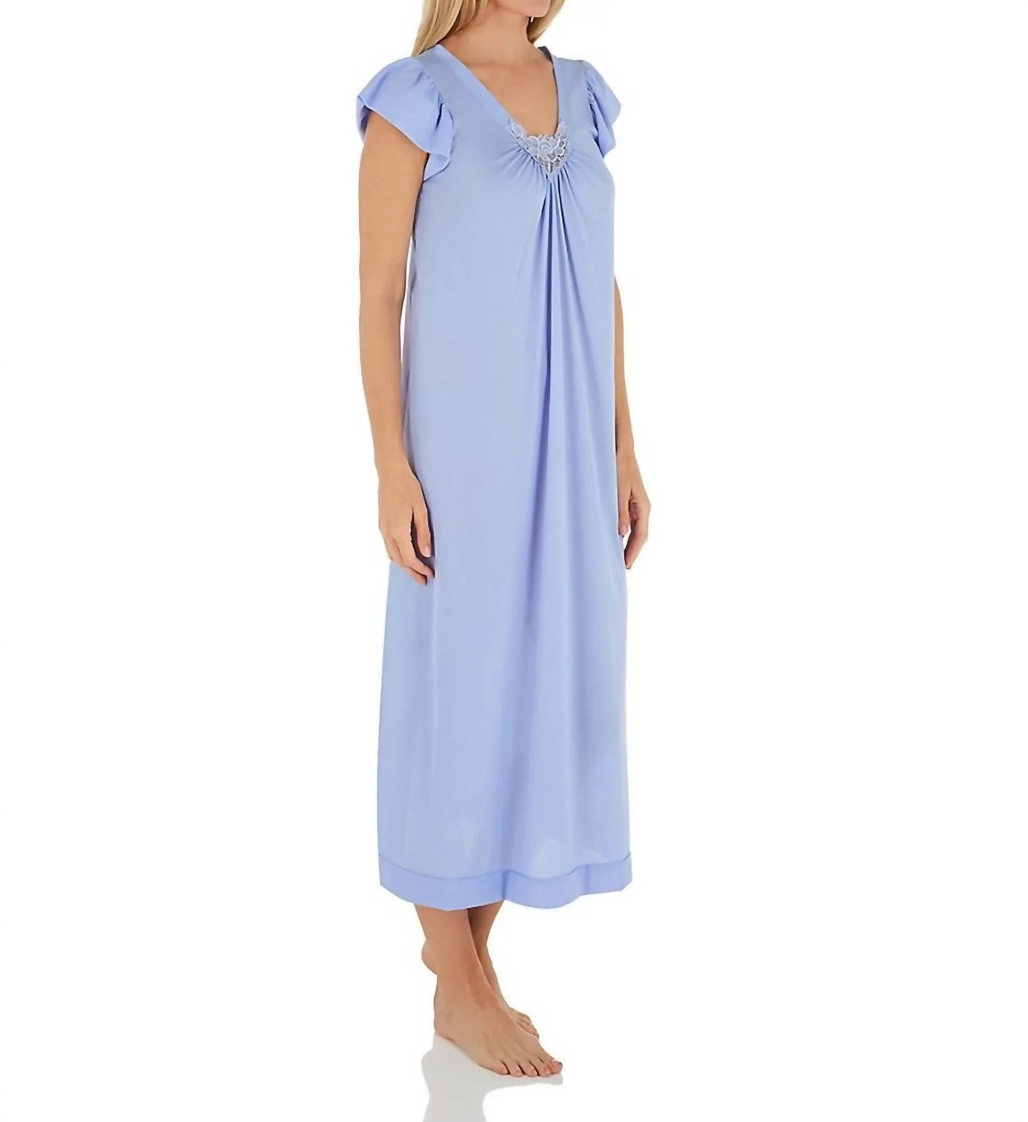 Long Cap Sleeve Nightgown In Lilac