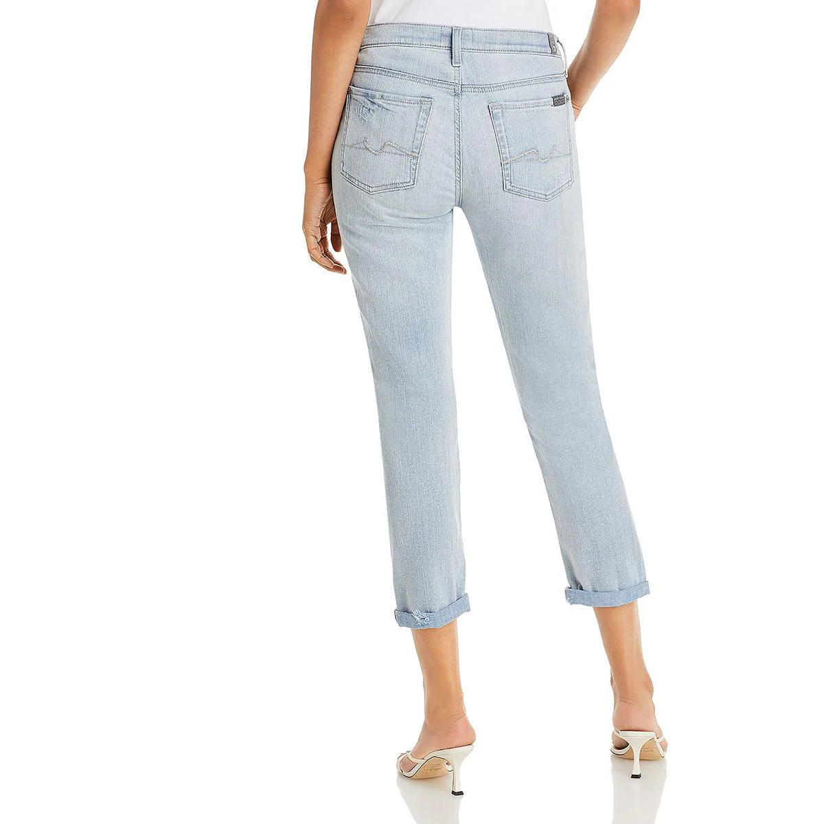 Womens Denim Light Wash Boyfriend Jeans