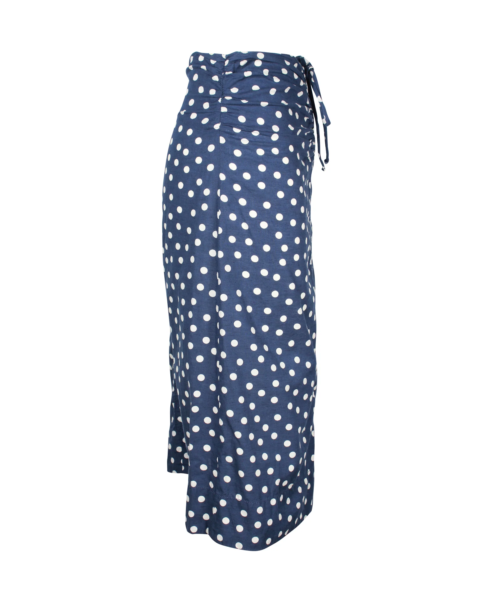 A.P.C. Polka Dot Midi Skirt in Blue Cotton
