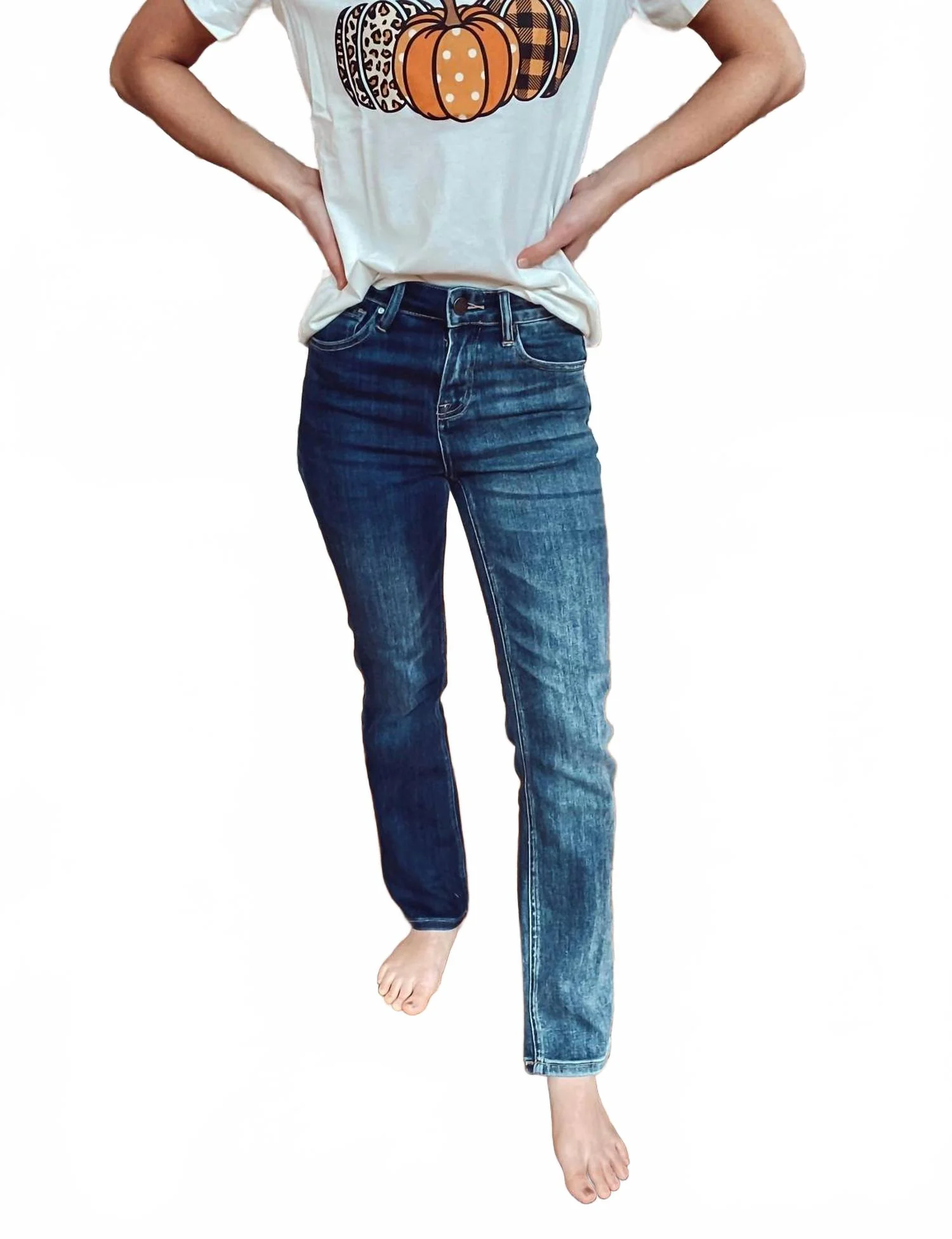 High Rise Slender Straight Jeans In Blue