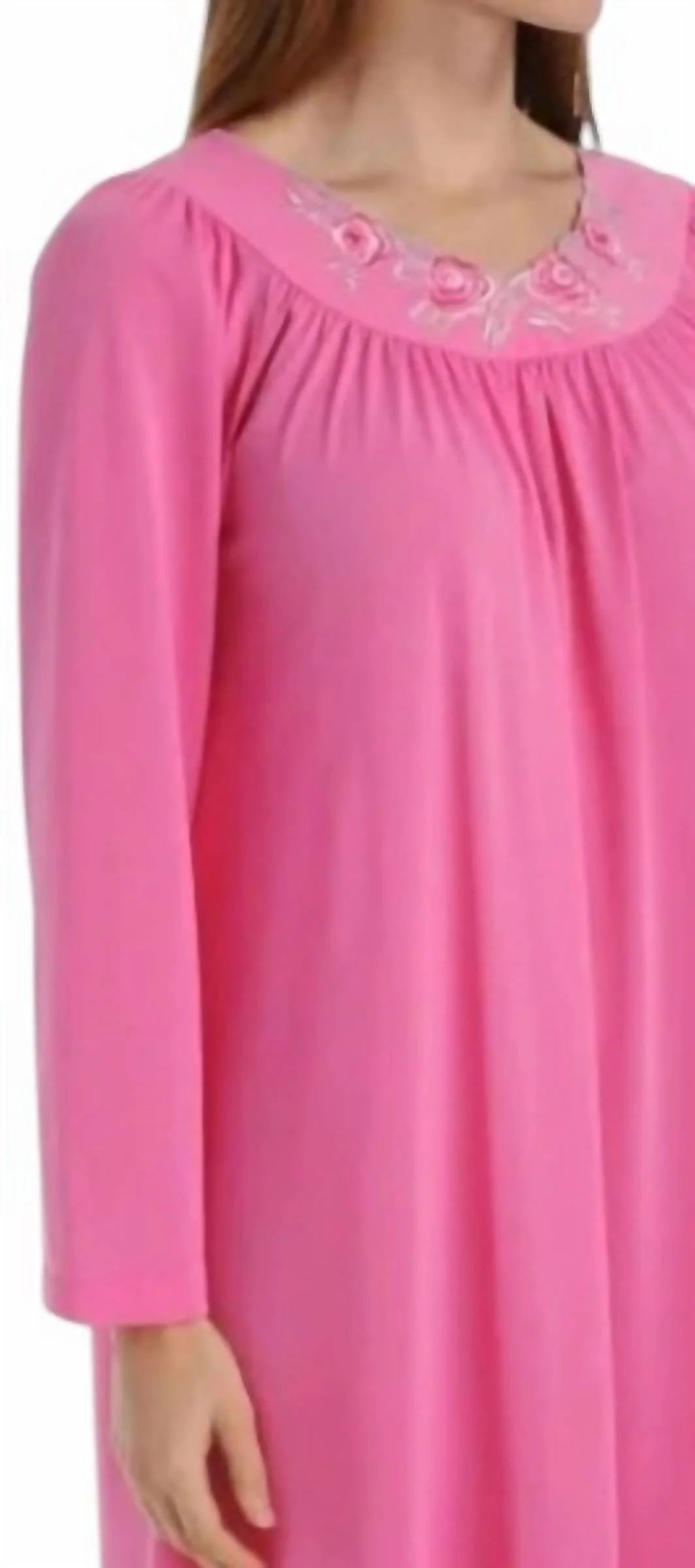 Petals 53 Inch Long Sleeve Gown In Rosy Pink