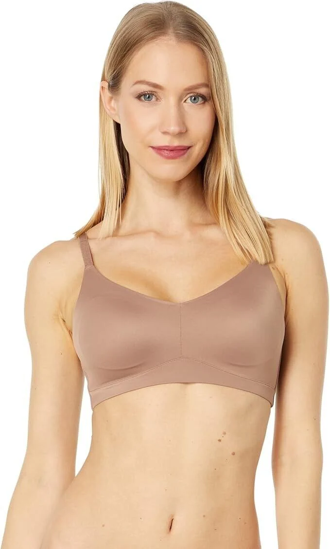 Spanx Trifecta Bra Women Small Light Brown Stretch V-Neck Spaghetti Strap VSQ107