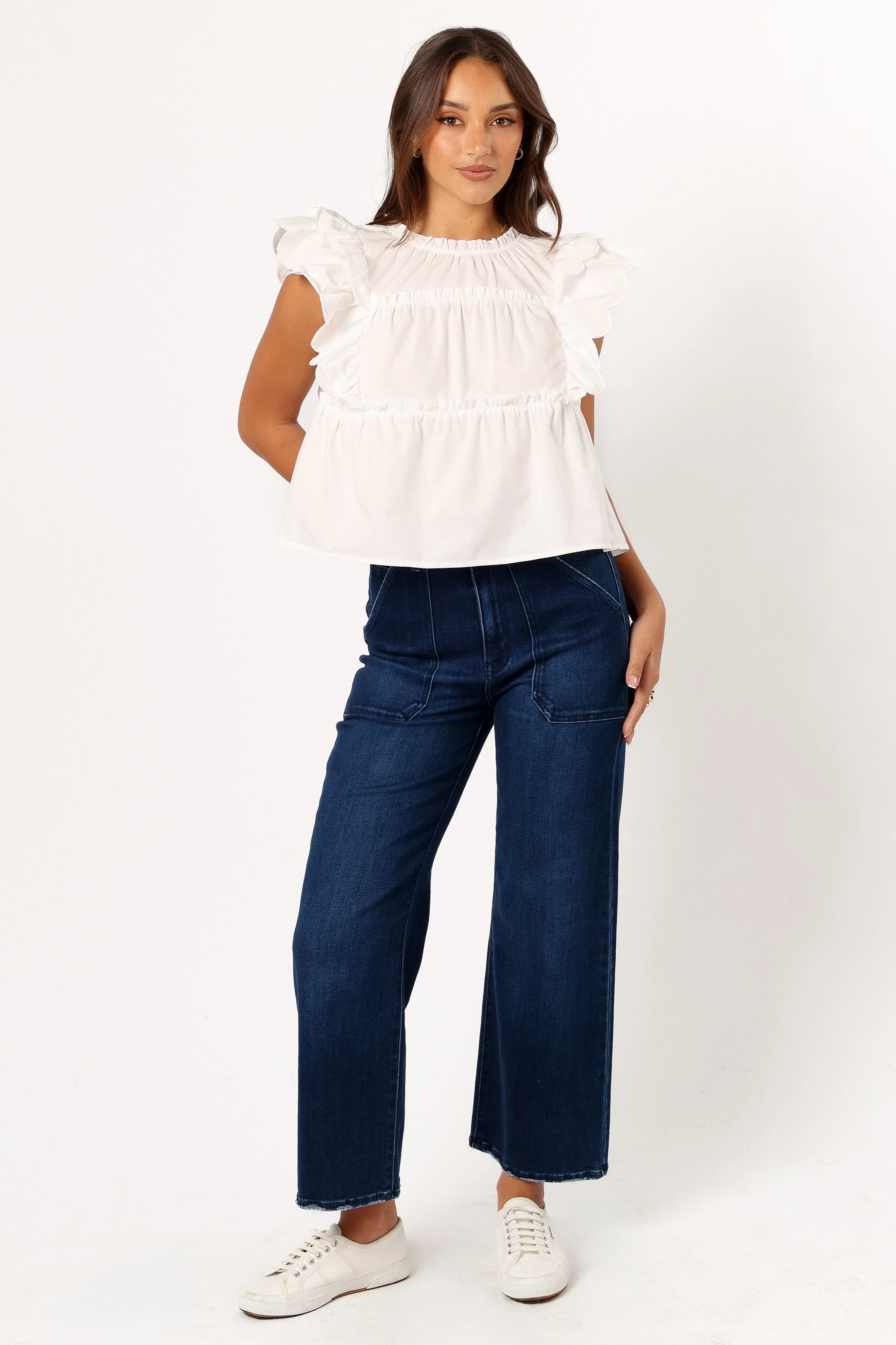 Elaine Ruffle Top - Off White