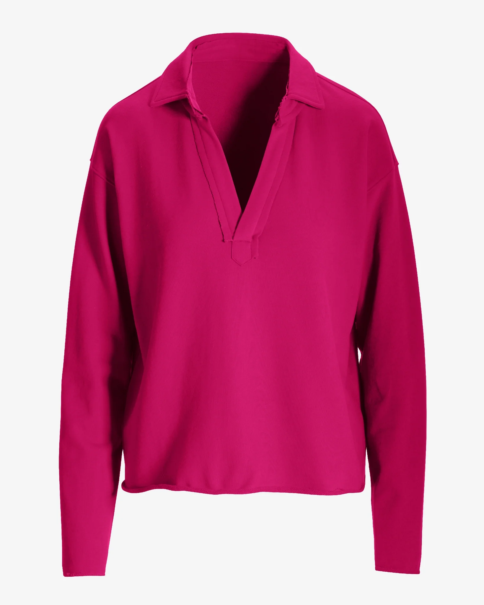 Cotton Comfort Collared V Neck Lounge Sweatshirt Blossom