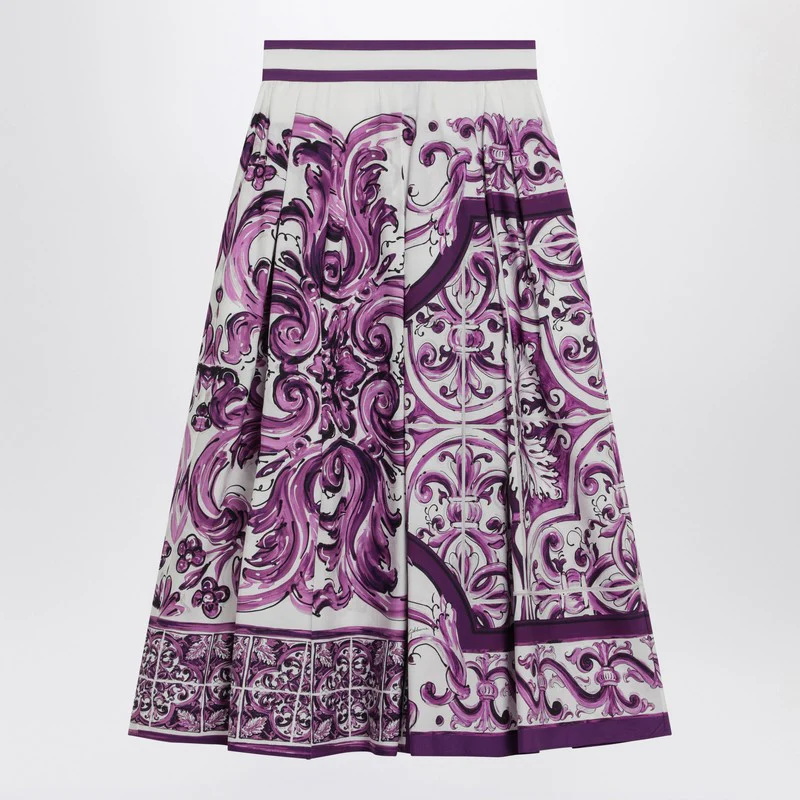 Dolce&Gabbana Maiolica Print Skirt In Poplin