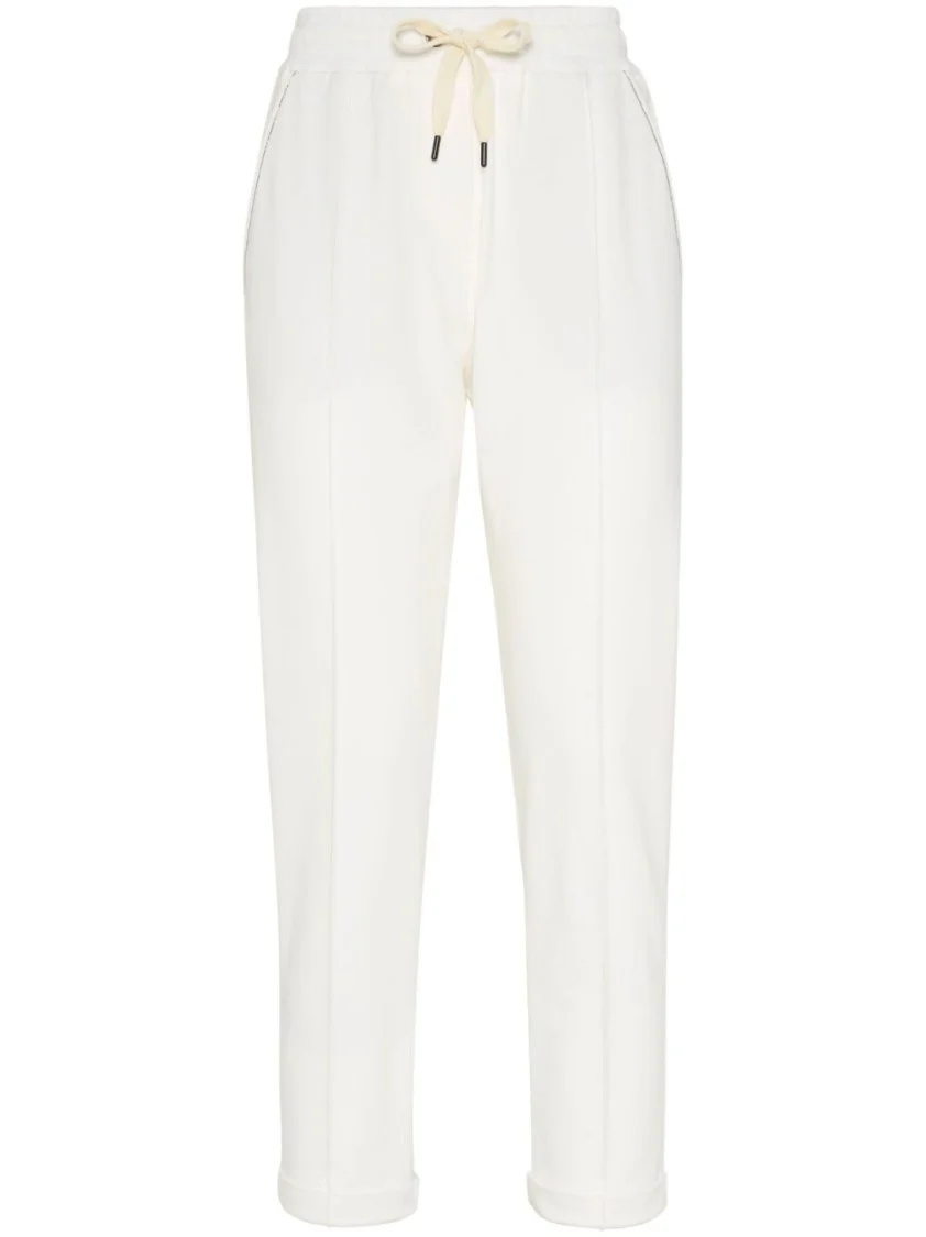Relaxed-Fit White Trousers With Drawstring Waistband