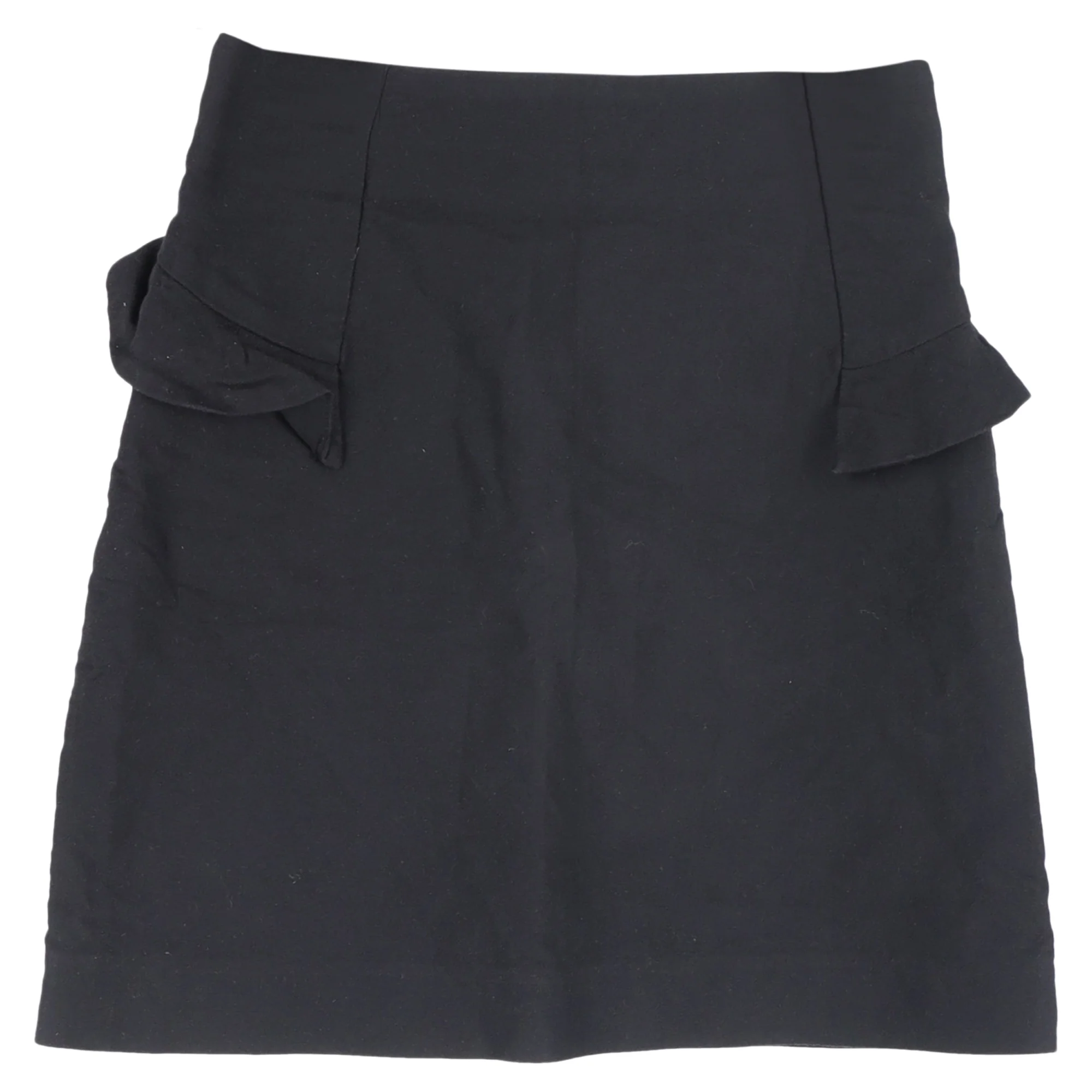 Sandro Paris Ruffle Trim Mini A-Line Skirt in Black Wool