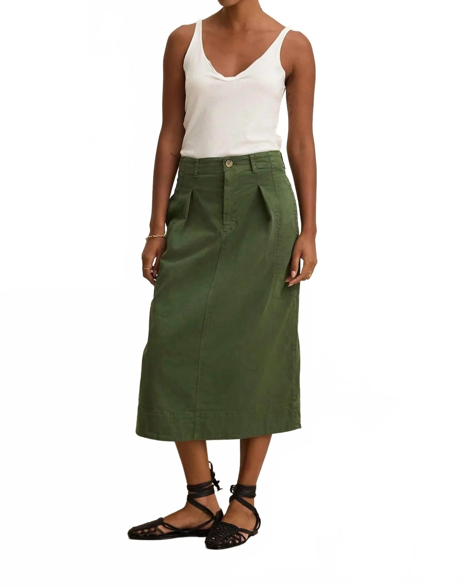 Lilian Midi Skirt In Olive