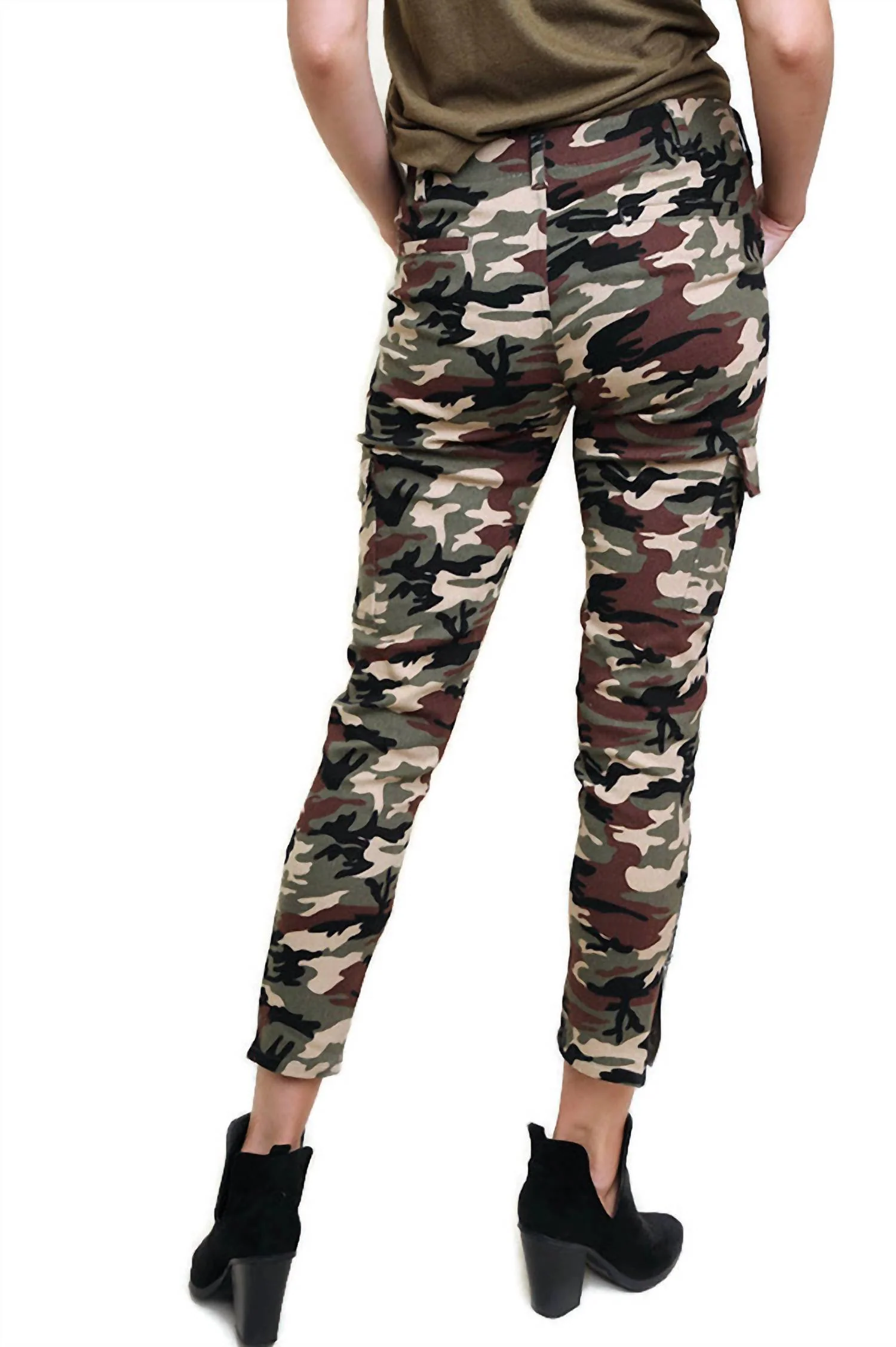 Camo High Waist Skinny Pant In Green