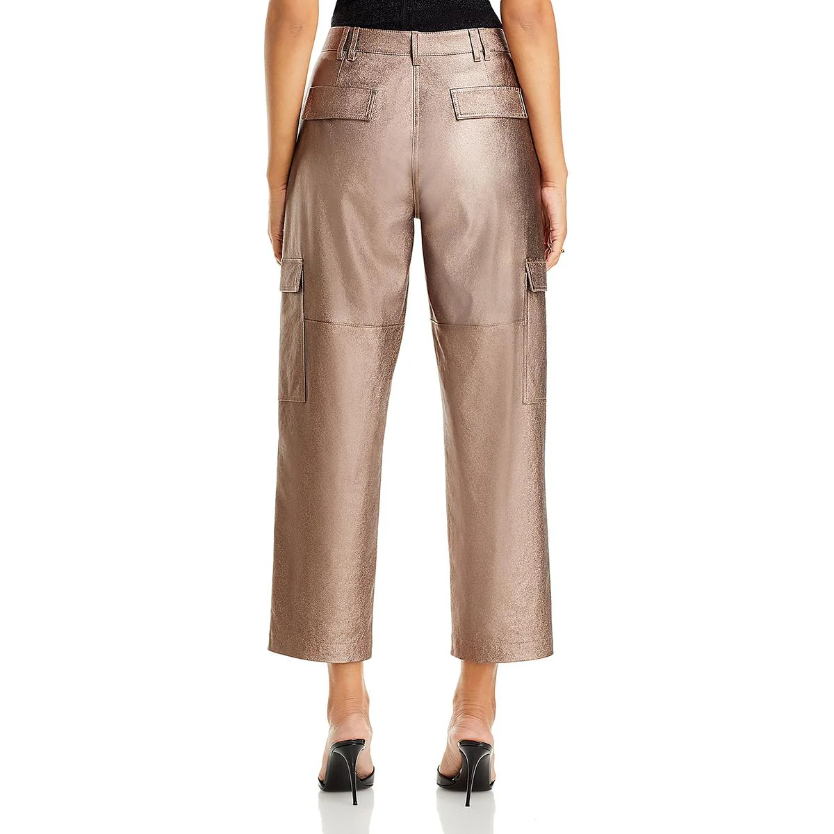 Diana Womens Metallic Cargo Cropped Pants