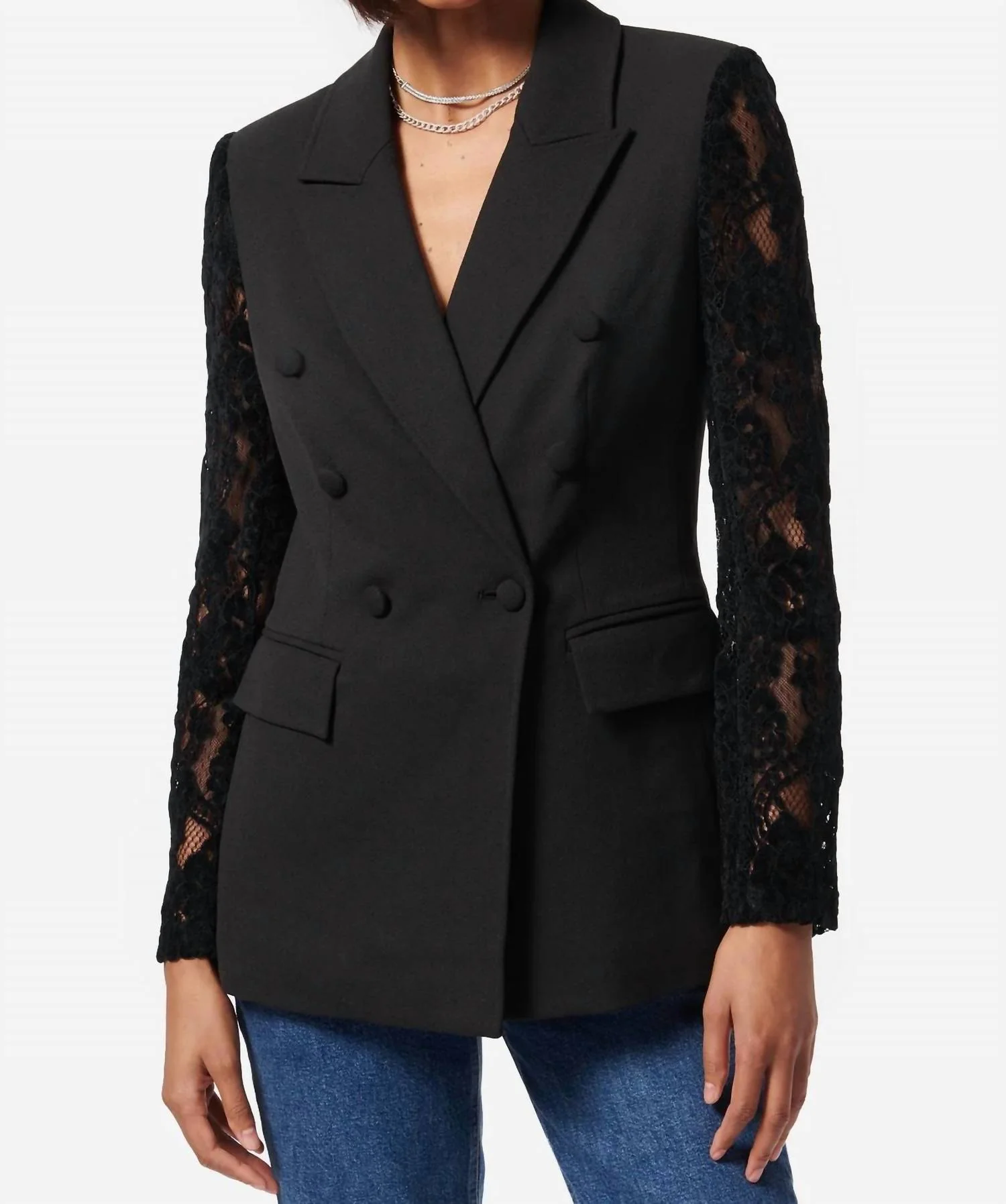 Lucero Double Breasted Blazer In Black