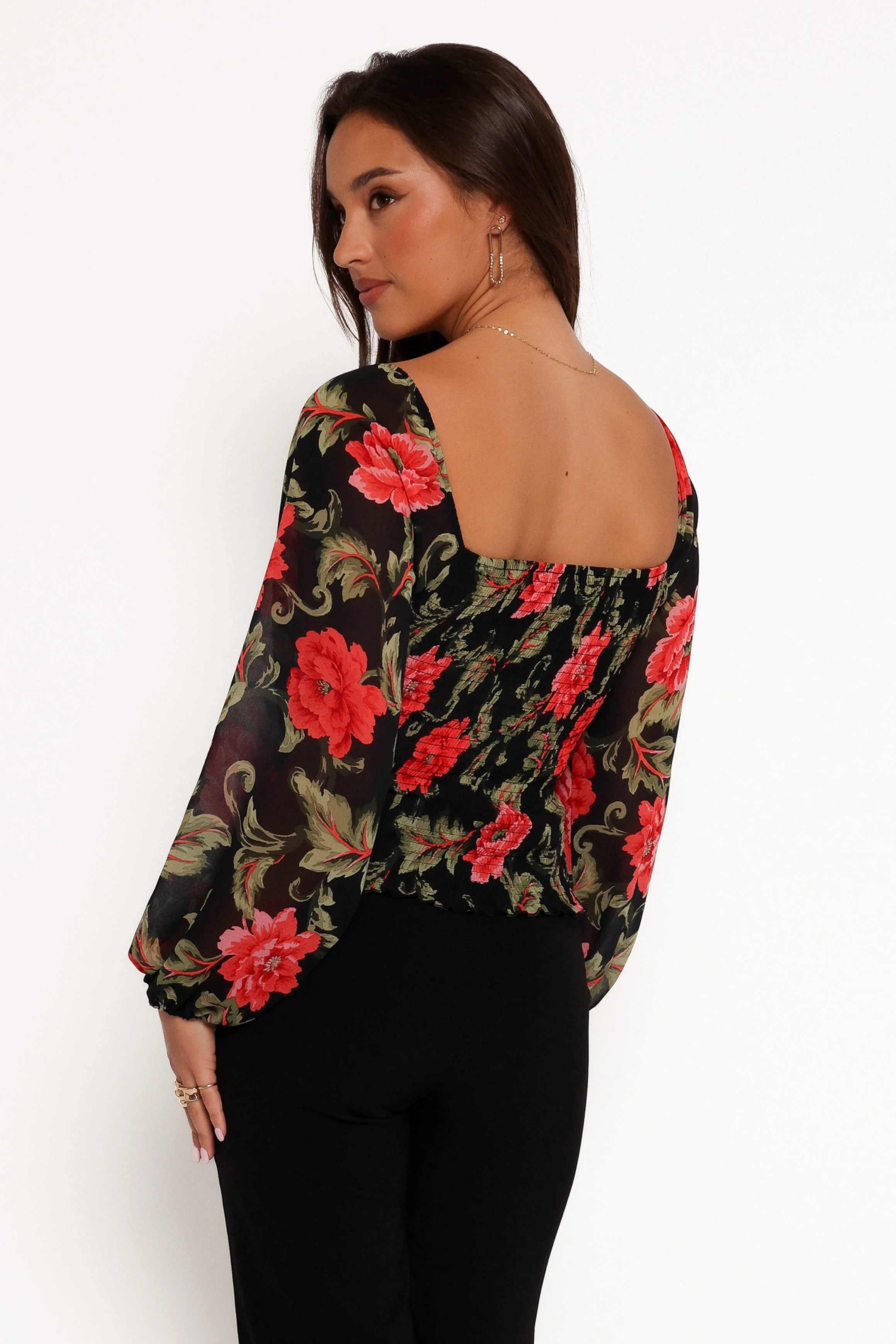Maia Long Sleeve Top - Black Floral