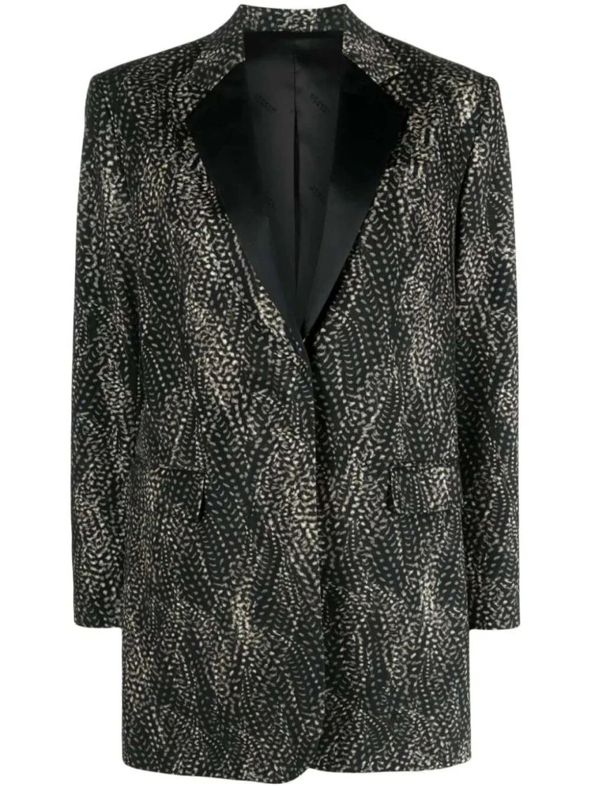 Single-Breasted Abstract-Print Blazer