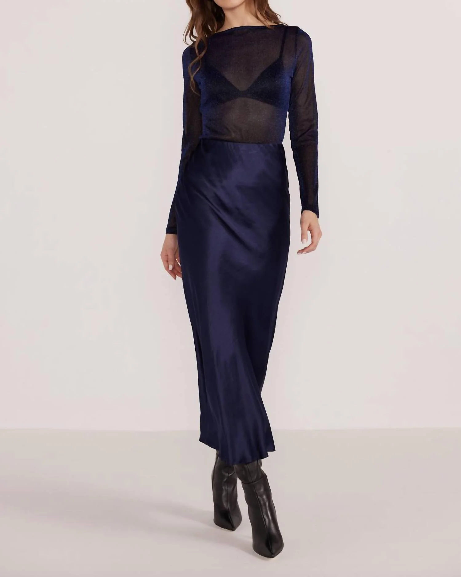 Lumina Bias Slip Skirt In Midnight