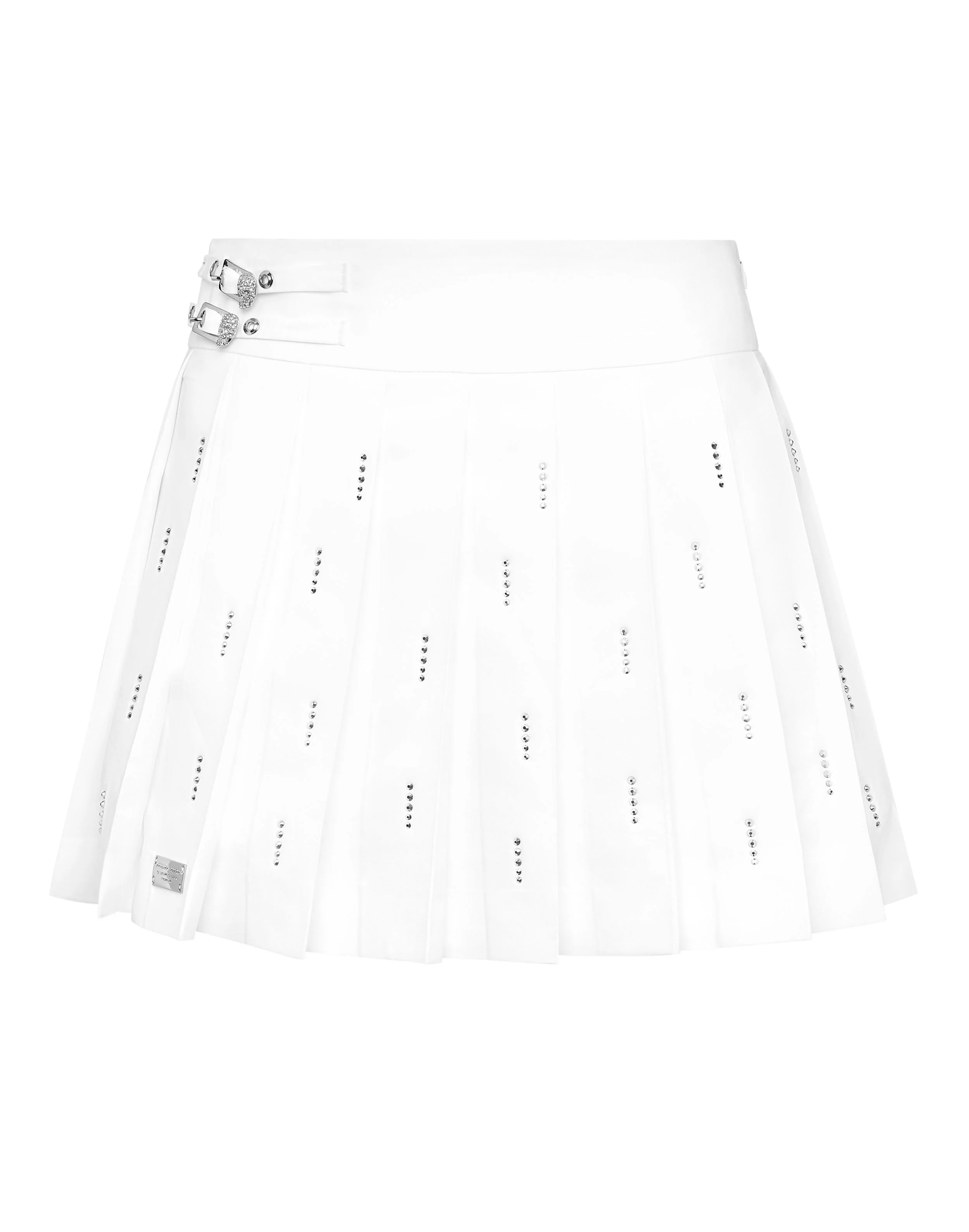 Pleated Mini Skirt Strass Skull