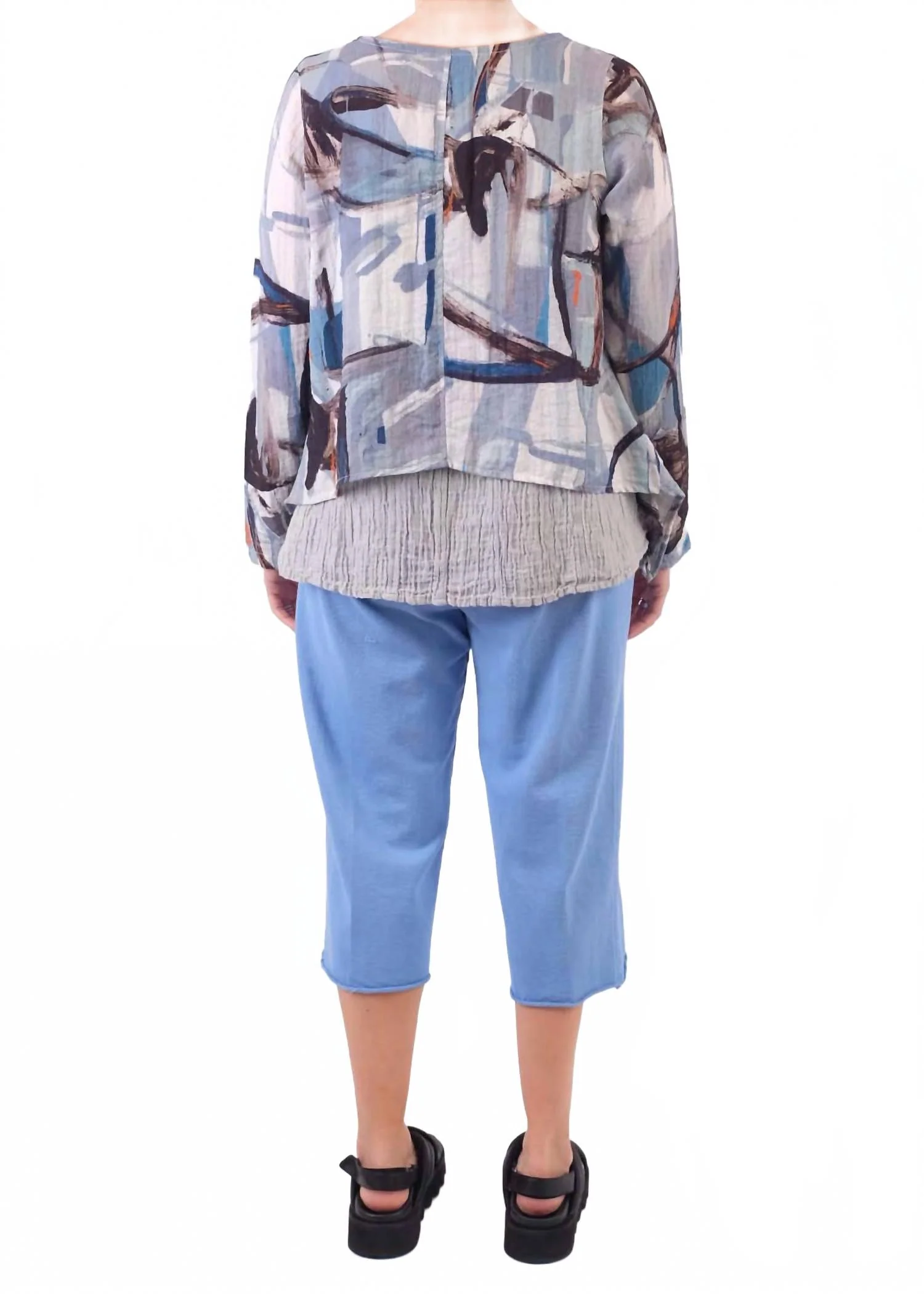 Rib Crop Wide Leg Pants In Provence