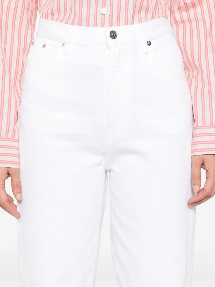 Classic White Jeans With Concealed Fly And Timeless Design
