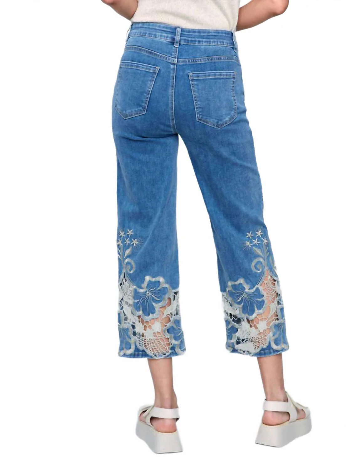 Women's Lace Cut Out Pant In Blue