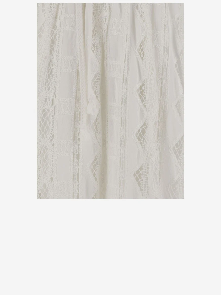 Long Sangallo Skirt With Pleated Design