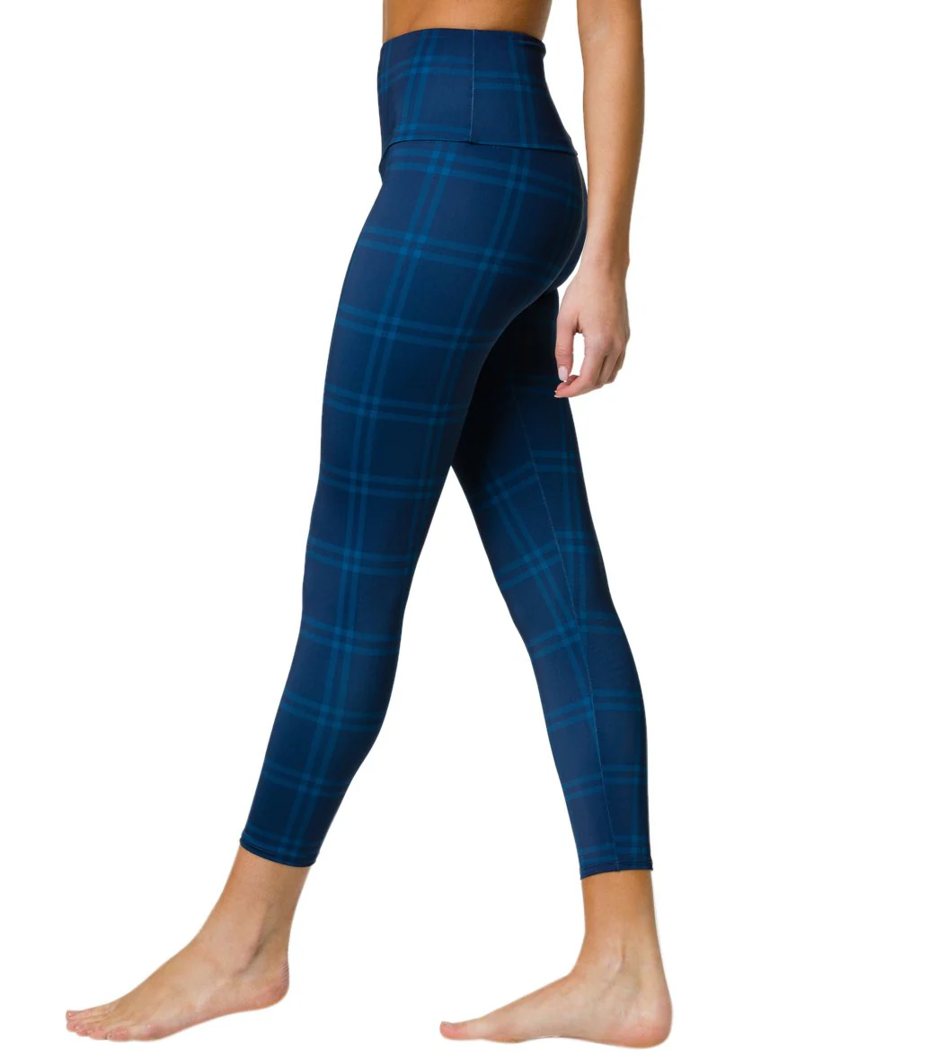 Onzie High Waisted Basic 7/8 Yoga Leggings Midnight Plaid