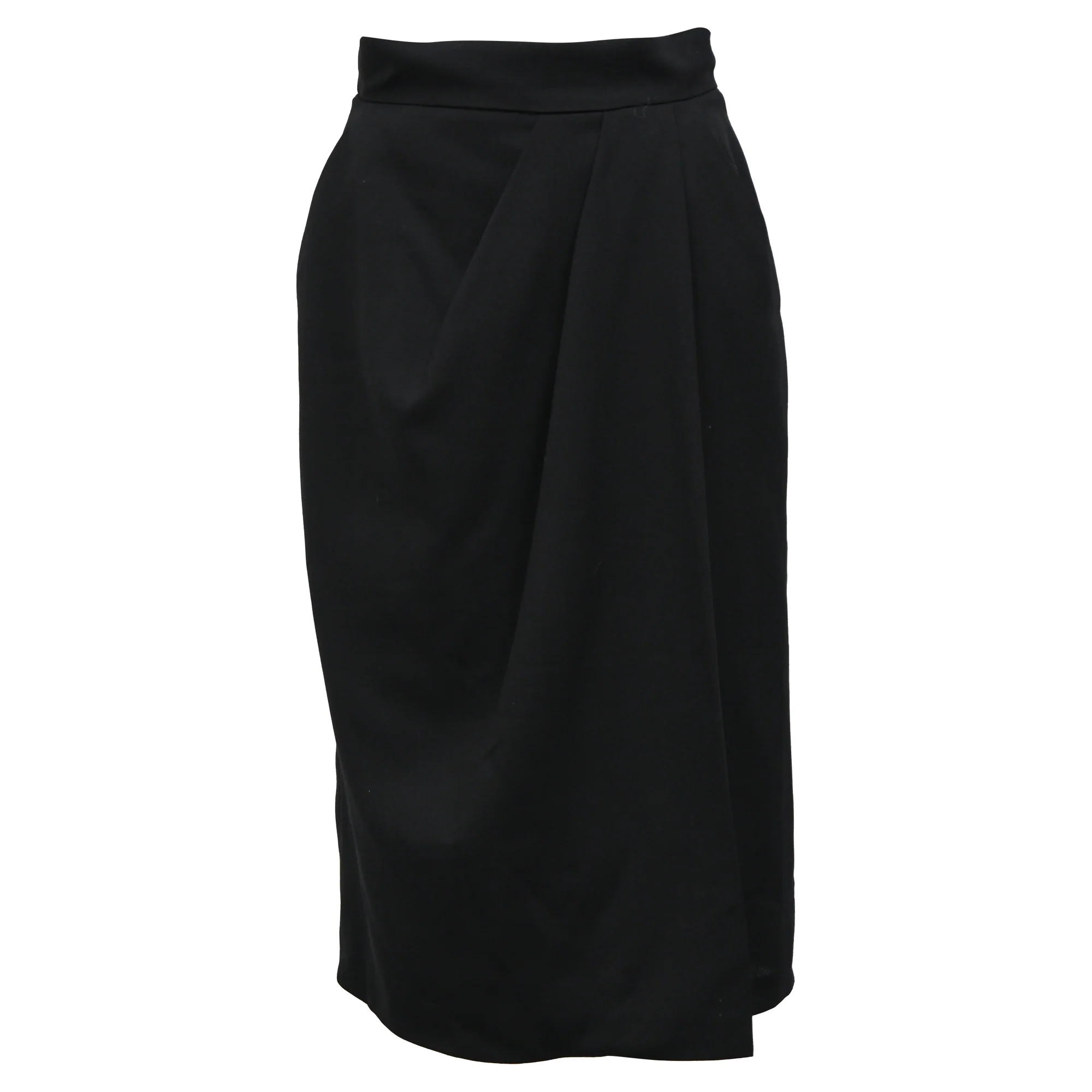 Max Mara Draped Midi Skirt in Black Wool