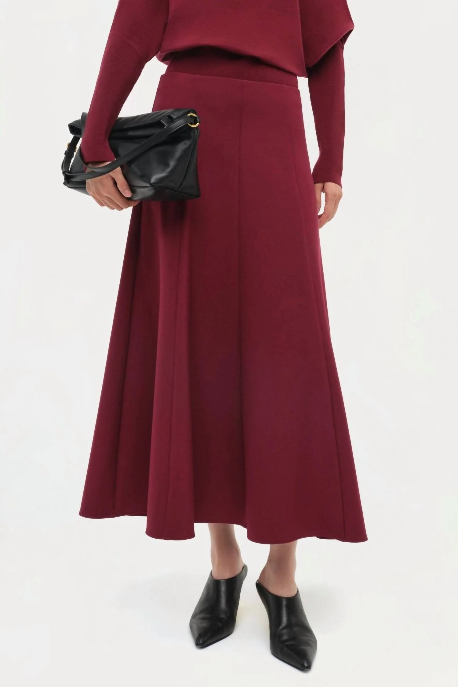 Dottie A-Line Midi Skirt In Oxblood