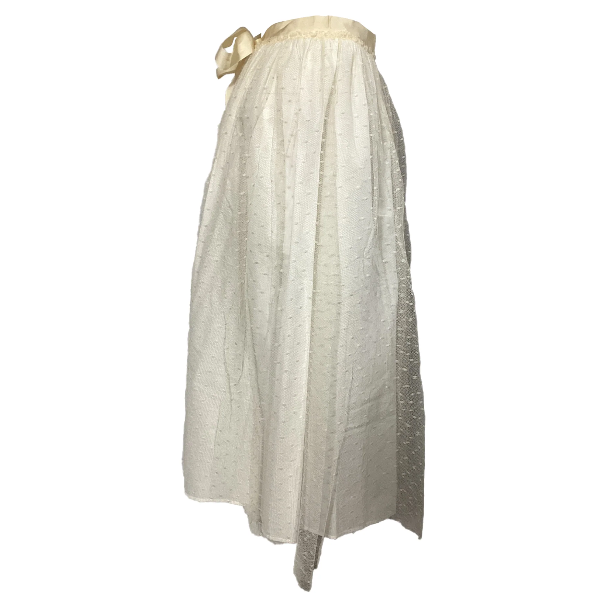 RED Valentino Swiss Dot Midi Tulle Skirt in Cream Polyester